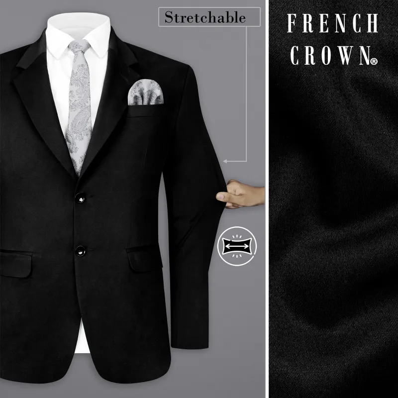 Jade Black Solid Stretchable Premium Cotton traveler Blazer sold by French Crown