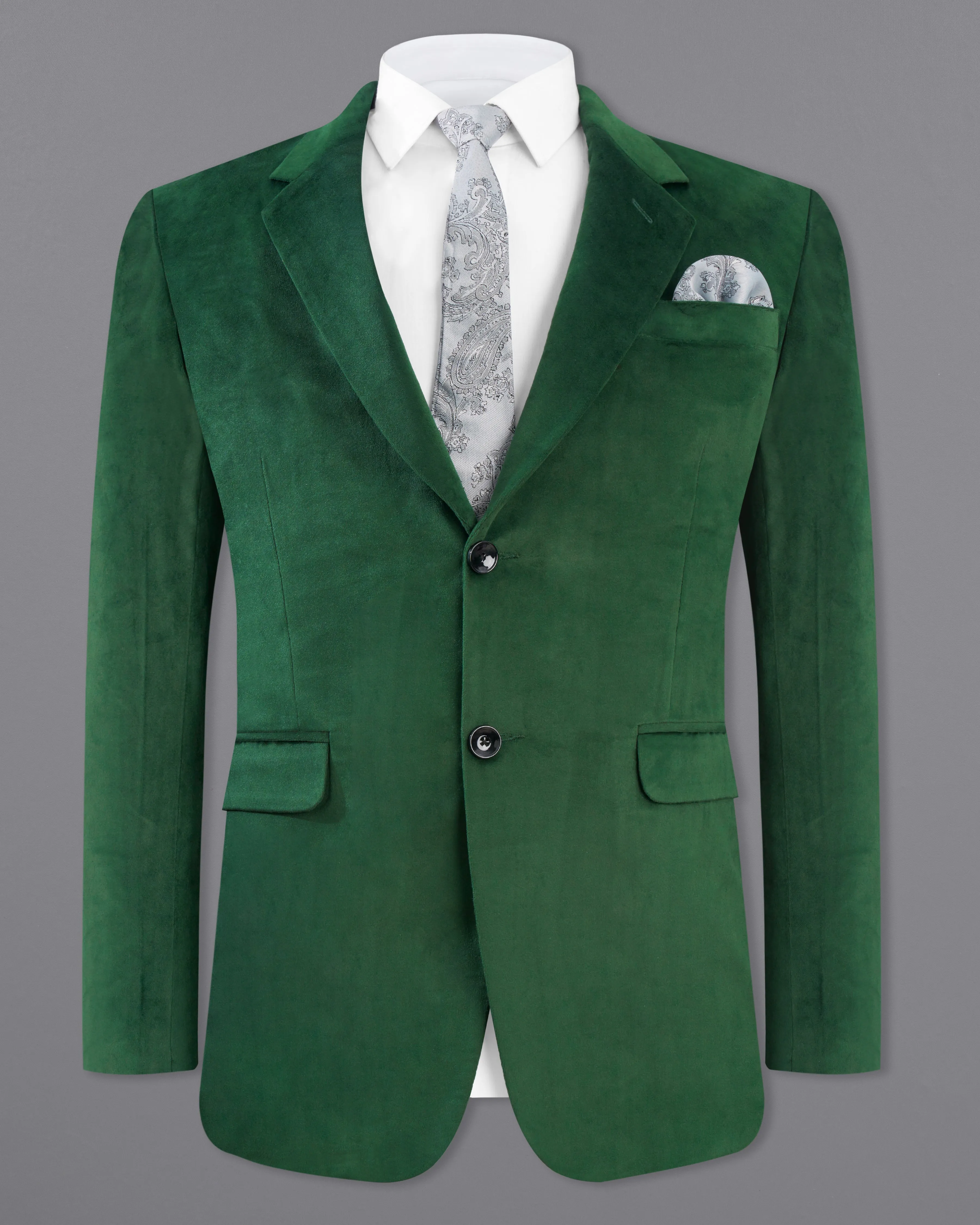 Phthalo Green Single Breasted Velvet Blazer sold by French Crown product image thumbnail 2