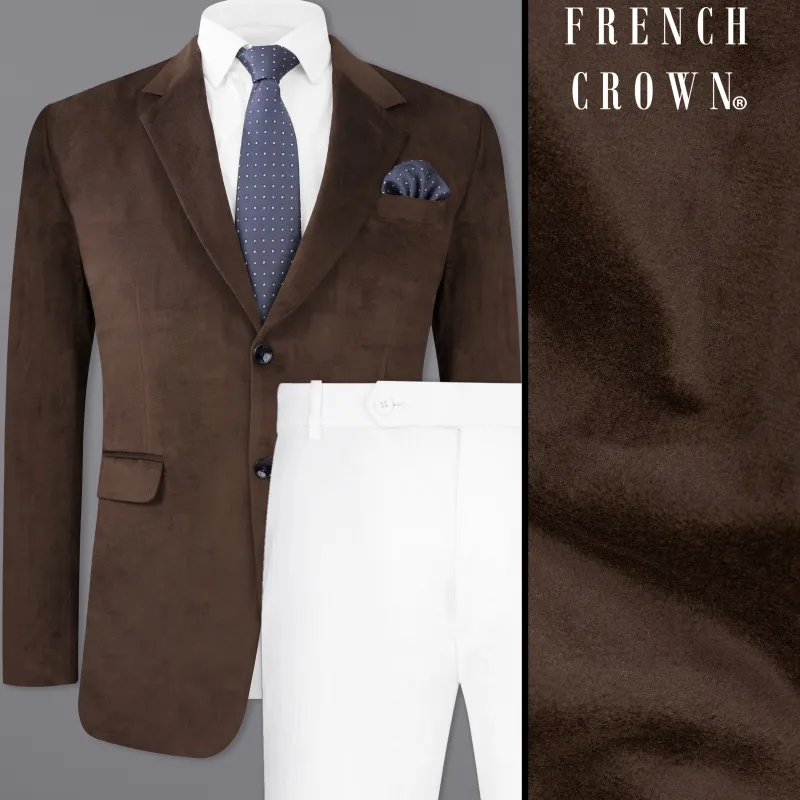 Bistre Brown Single Breasted Velvet Suit made by French Crown
