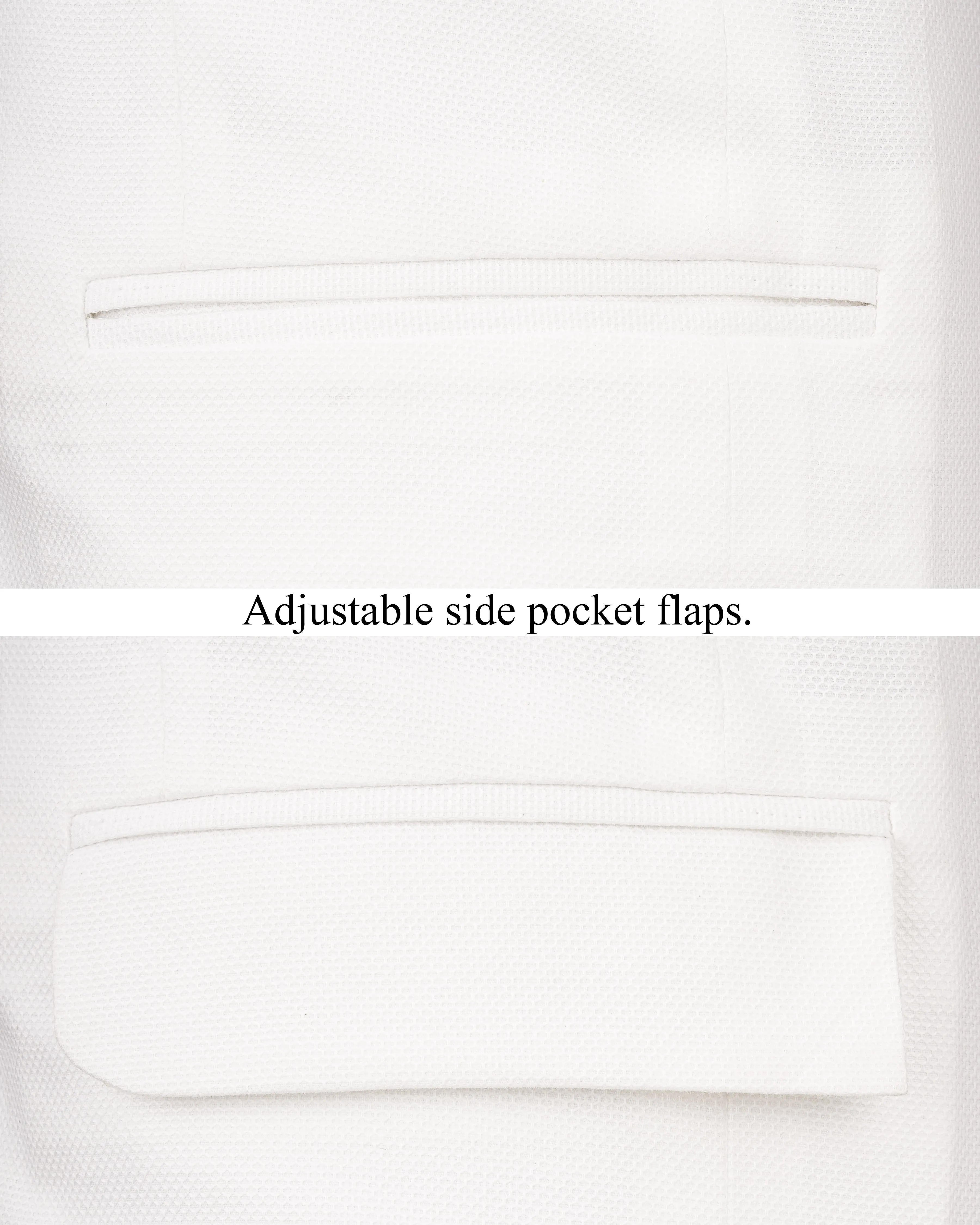 Bright White Cross Placket Premium Cotton Bandhgala Blazer sold by French Crown product image thumbnail 5