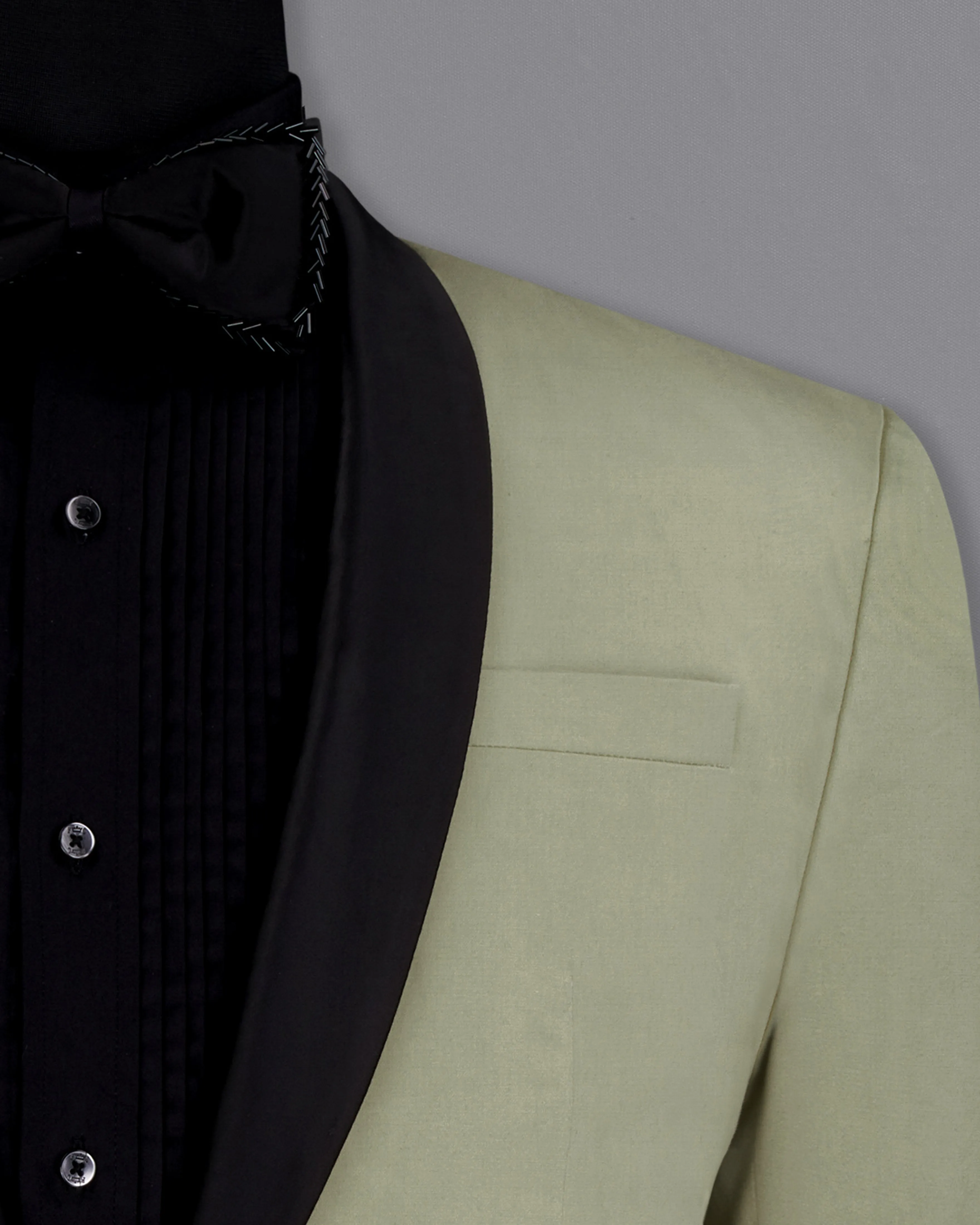 Granite Green Tuxedo With Black Lapel Premium Cotton Stretchable traveler Blazer sold by French Crown product image thumbnail 5