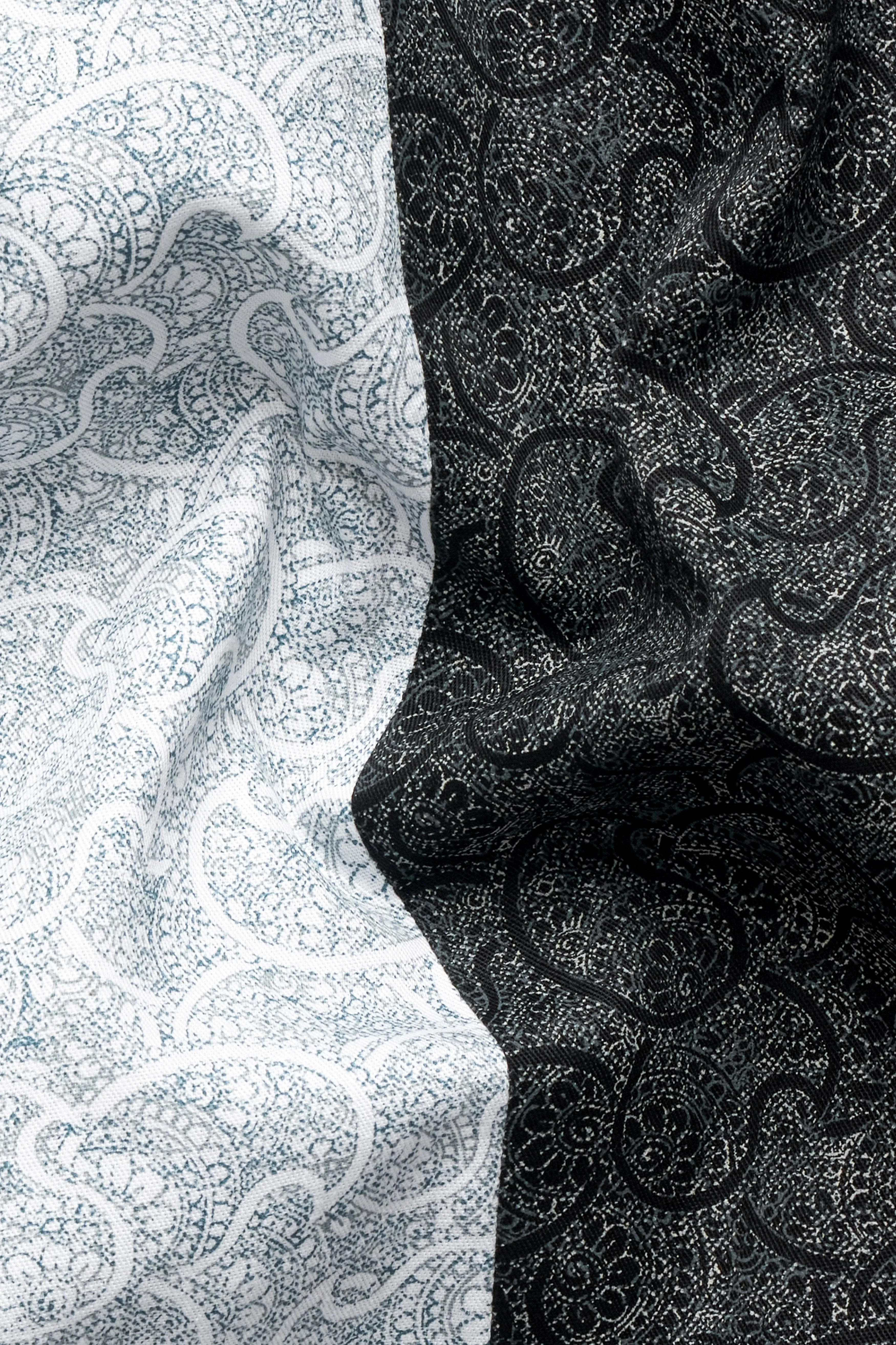 Half Lagoon Blue and Half Black Paisley Printed Super Soft Premium Cotton Designer Shirt sold by French Crown product image thumbnail 3