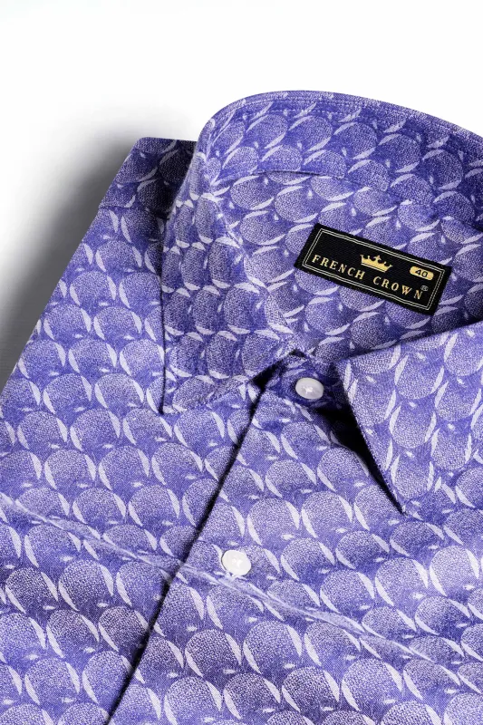 Iris Blue and White Jacquard Textured Premium Giza Cotton Shirt sold by French Crown