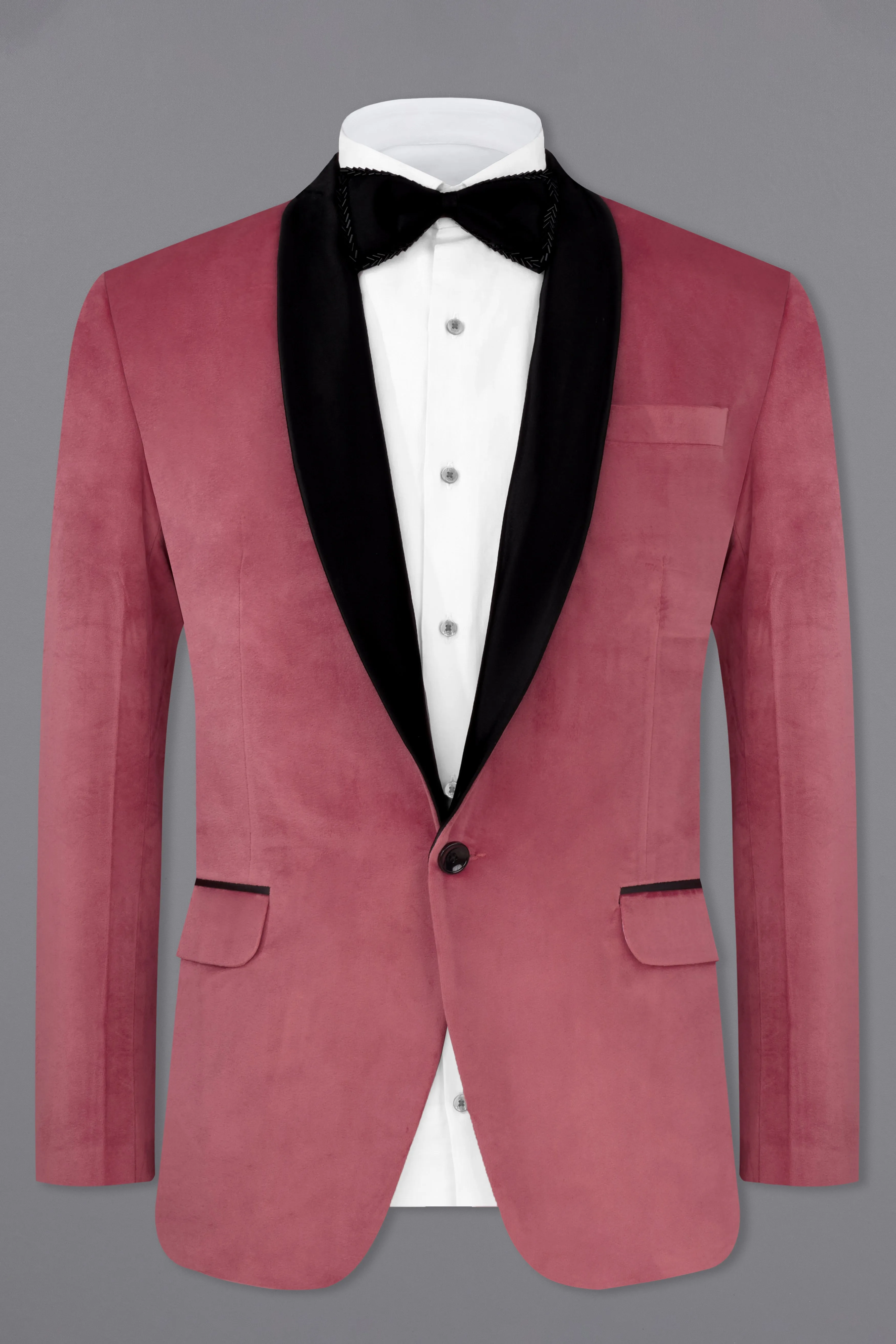Rose Taupe Pink Velvet Tuxedo Designer Blazer sold by French Crown product image thumbnail 2