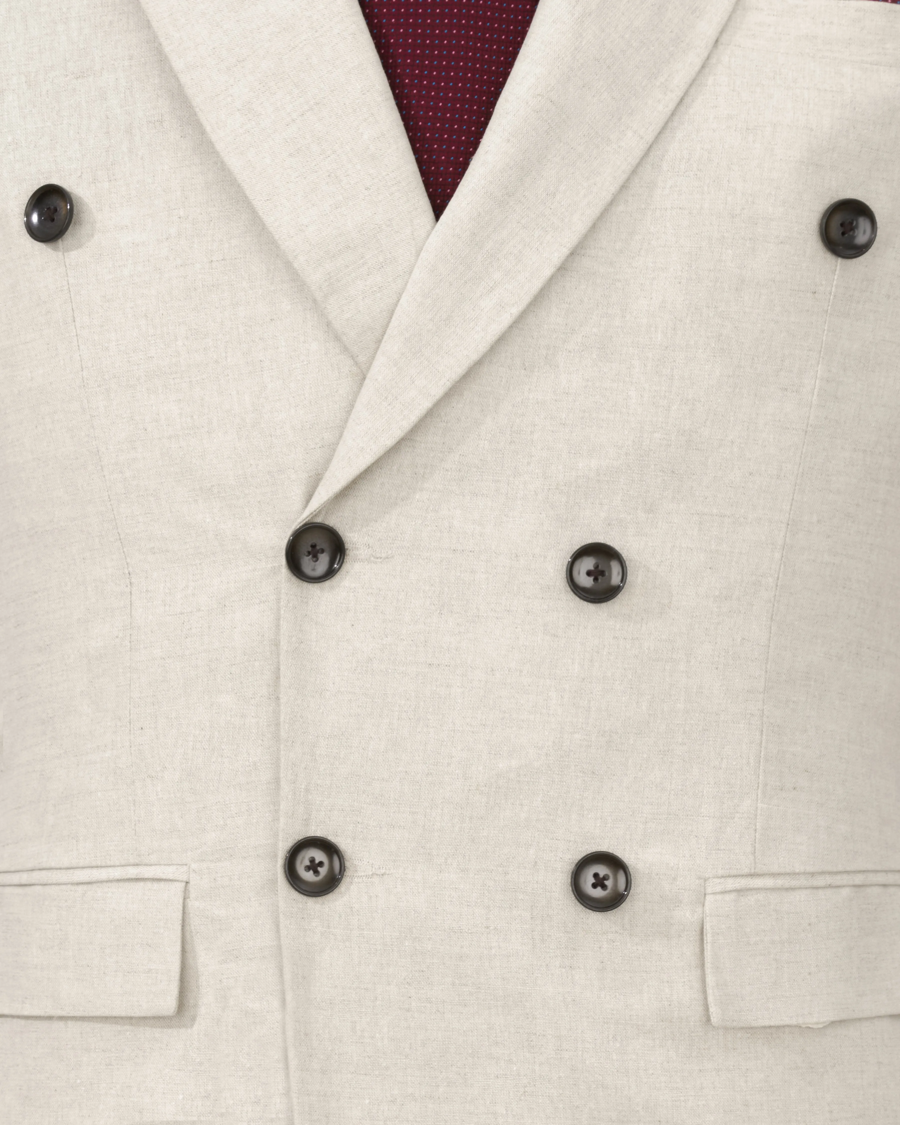 Coral Reef Cream Luxurious Linen Double Breasted Blazer sold by French Crown product image thumbnail 4