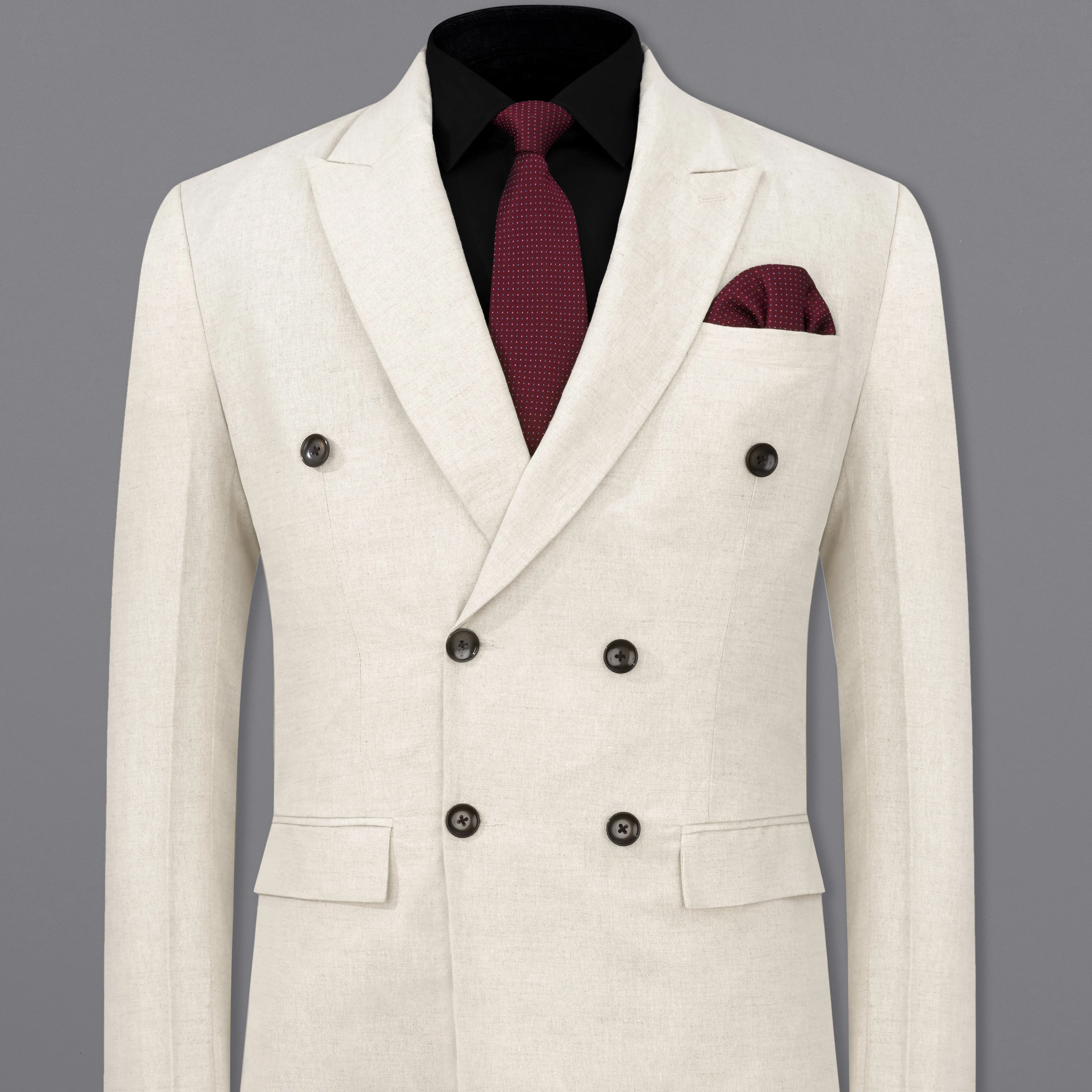 Coral Reef Cream Luxurious Linen Double Breasted Blazer sold by French Crown