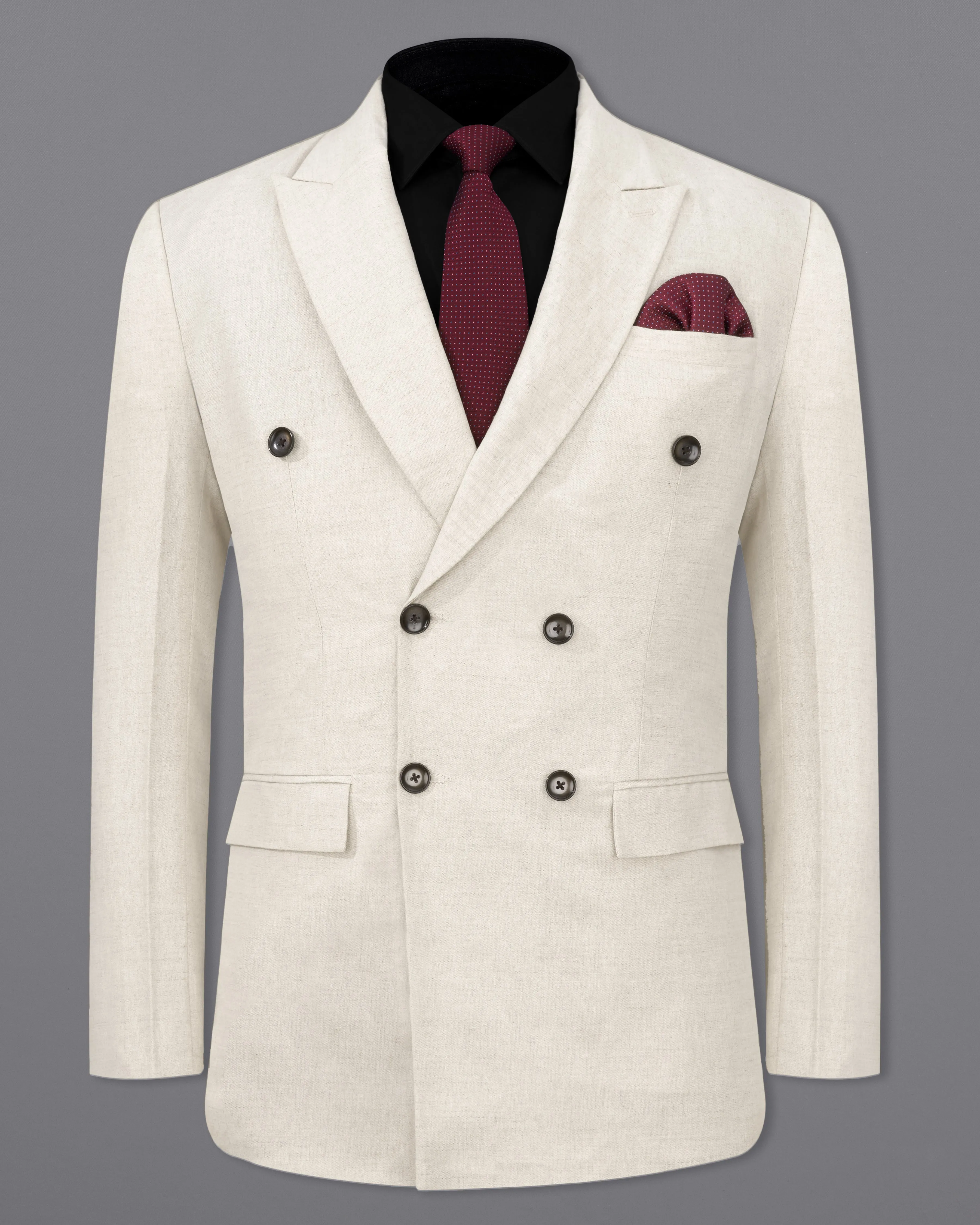 Coral Reef Cream Luxurious Linen Double Breasted Blazer sold by French Crown product image thumbnail 2