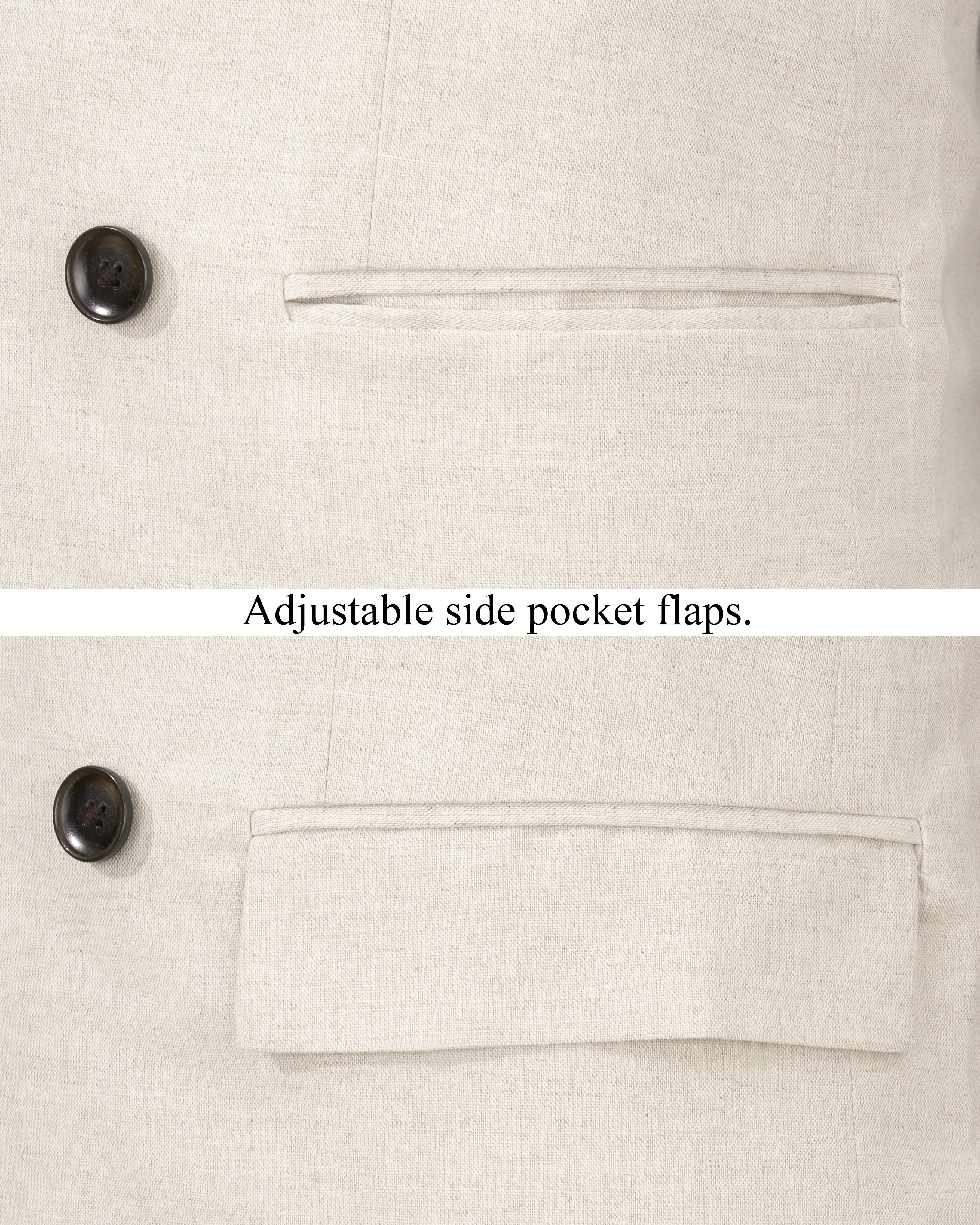 Coral Reef Cream Luxurious Linen Double Breasted Blazer sold by French Crown product image thumbnail 5