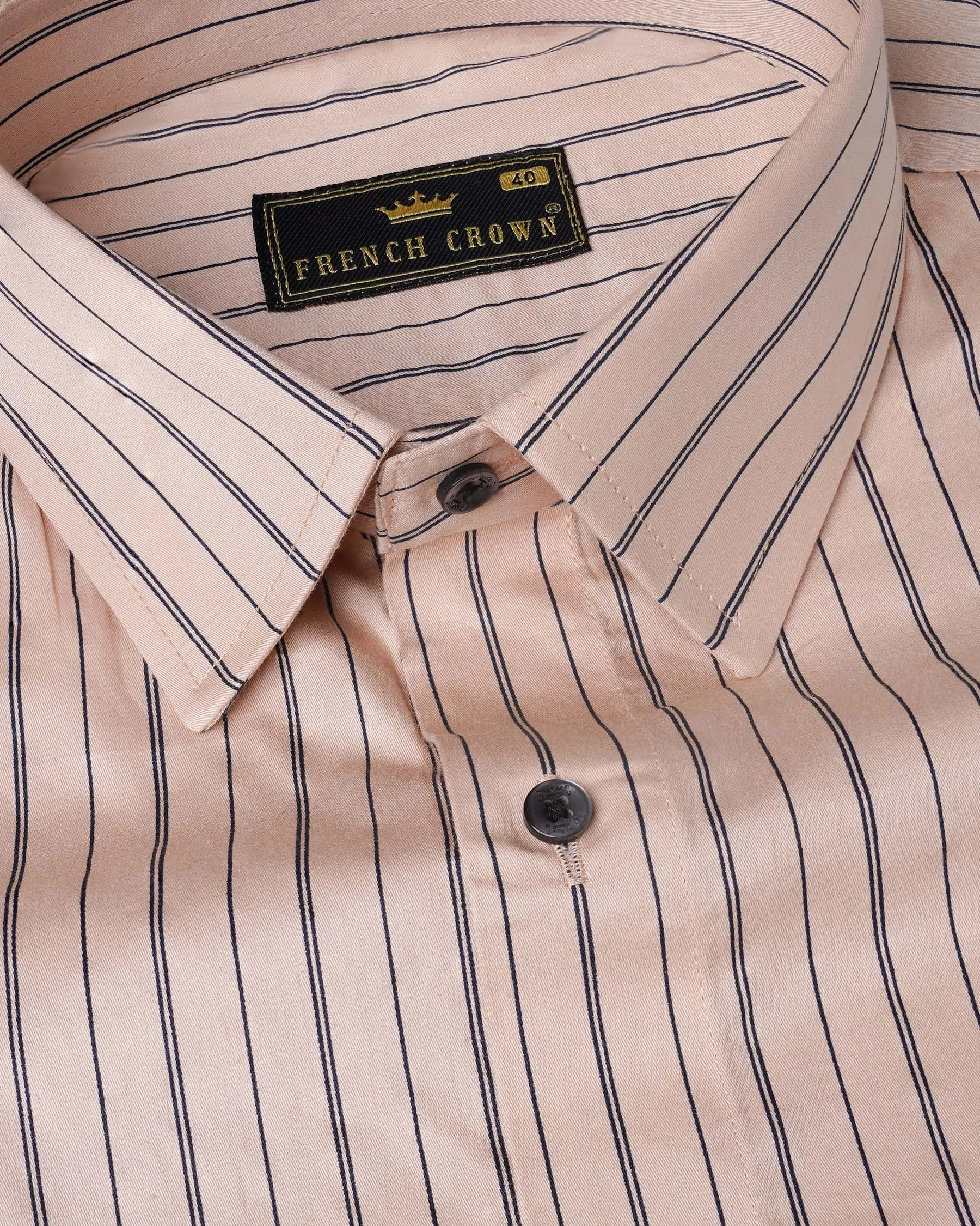 Timberwolf Brown with Black Striped Super Soft Premium Cotton Shirt sold by French Crown