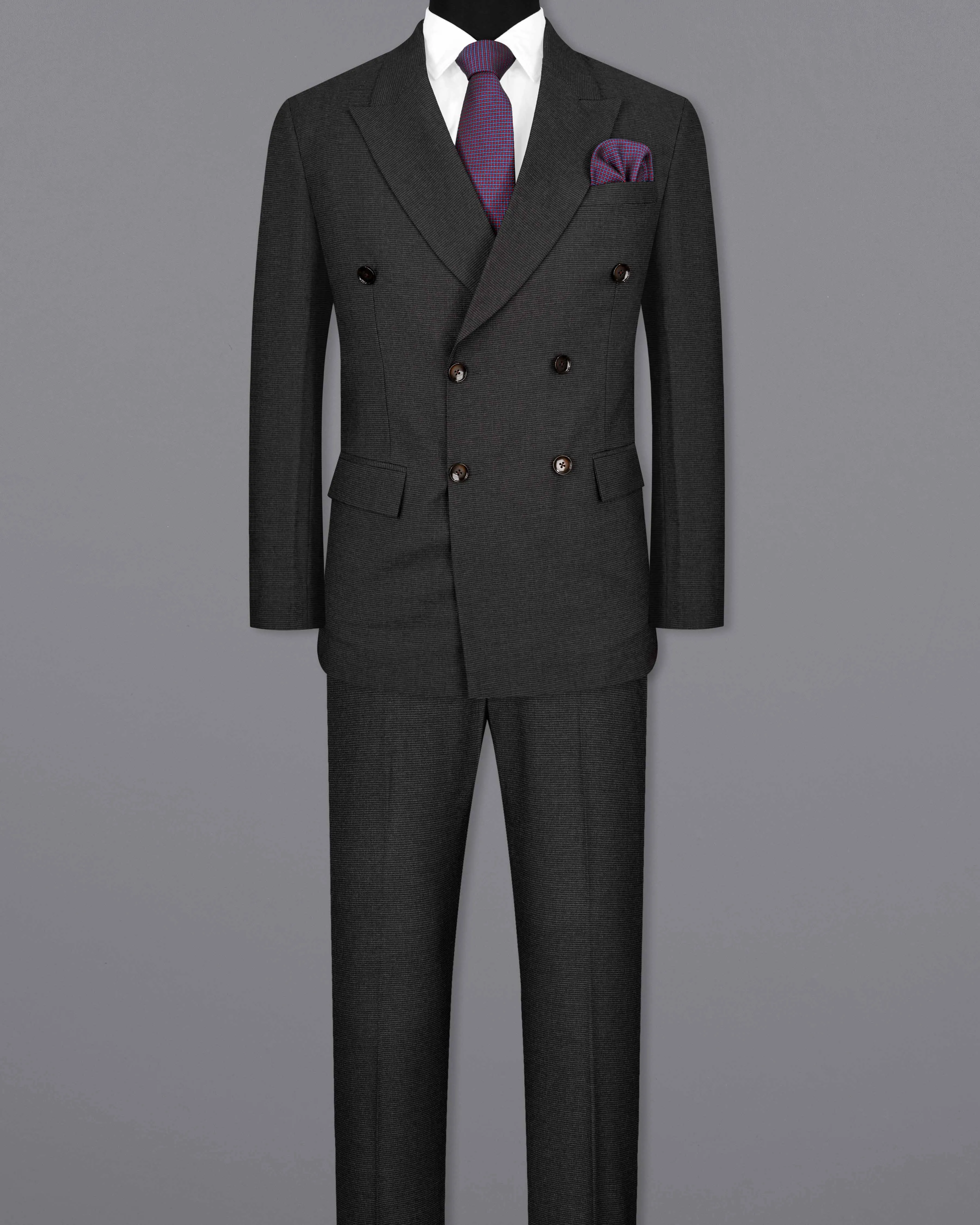 Piano Gray Double Breasted Suit sold by French Crown product image thumbnail 4