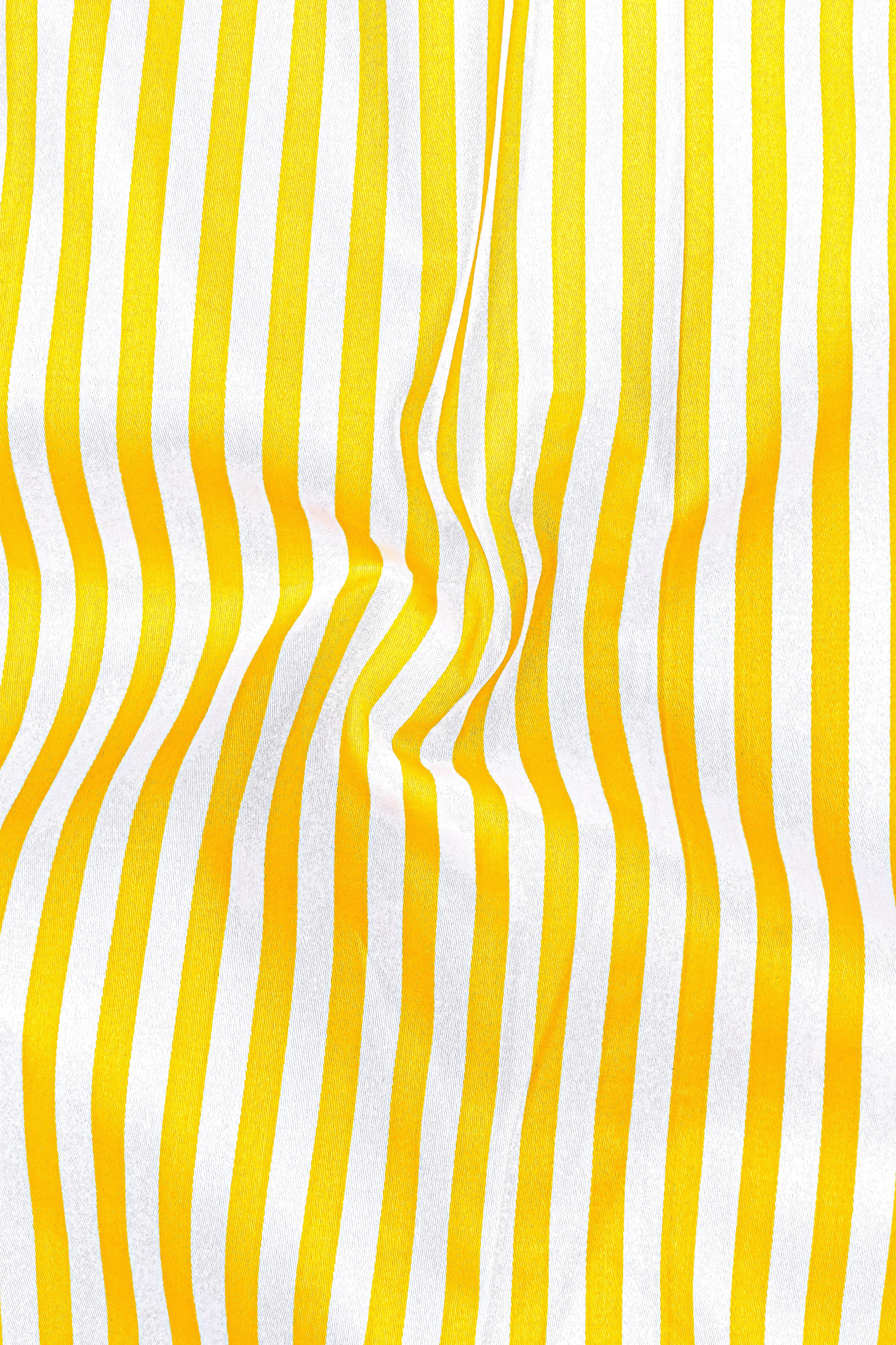 Aurisel-Koromiko Yellow And Bright White Striped Super Soft Premium Cotton Dress White Cuff Collar Shirt sold by French Crown product image thumbnail 3