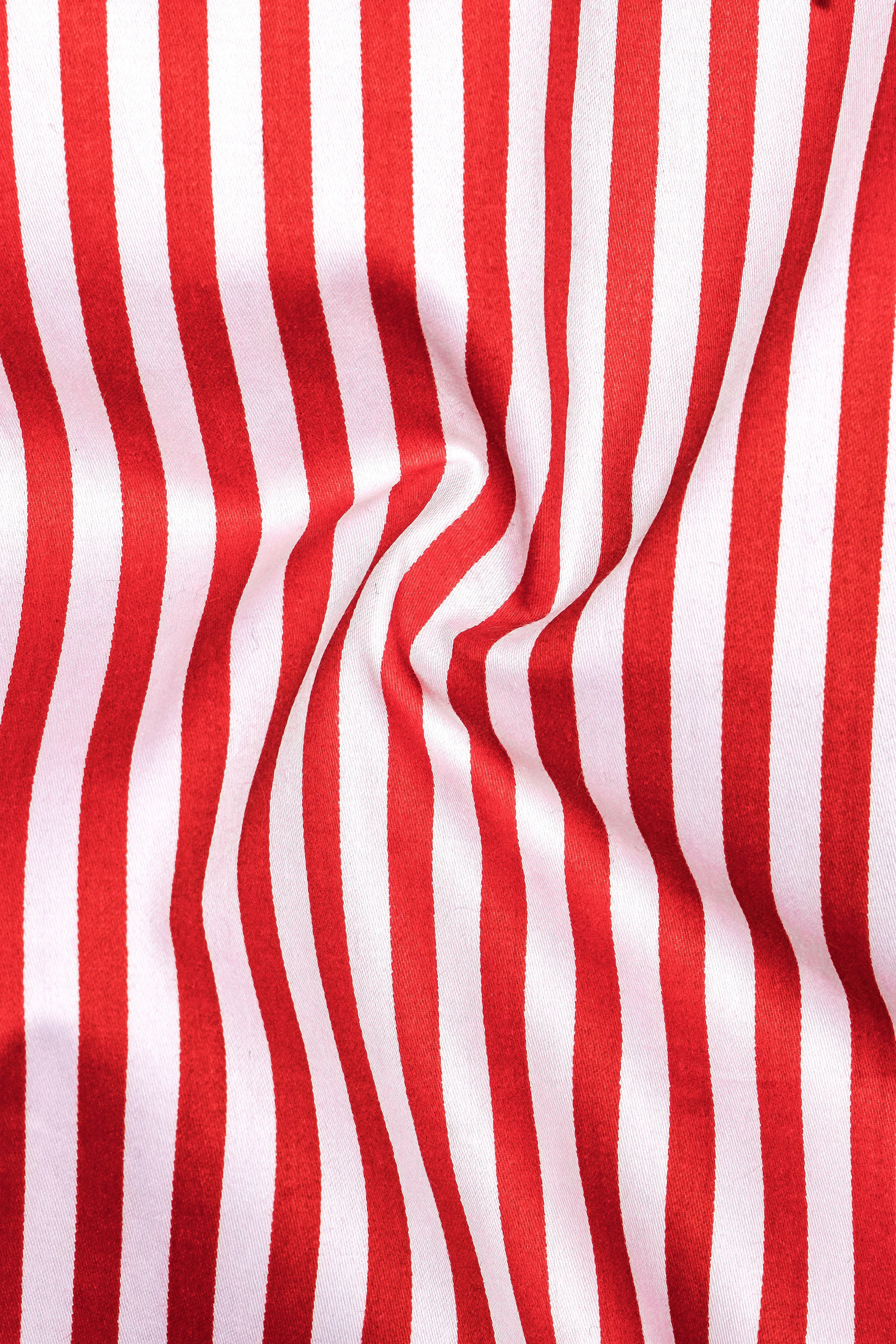 Cuffire-Milano Red And Bright White Striped Super Soft Premium Cotton Dress White Cuff Collar Shirt sold by French Crown product image thumbnail 3