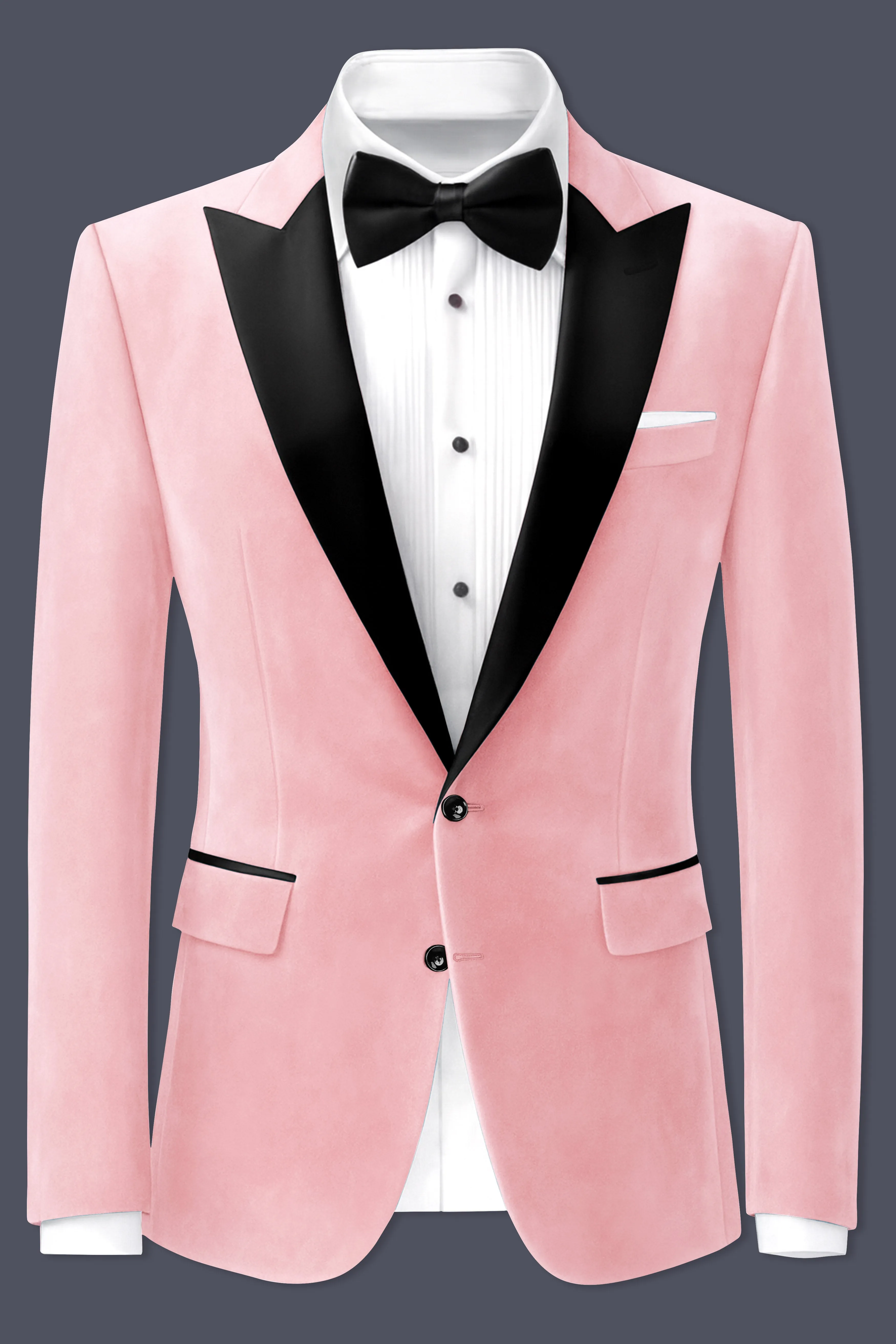 Rosivell-Careys Pink Velvet Peak Lapel Tuxedo Blazer sold by French Crown product image thumbnail 2