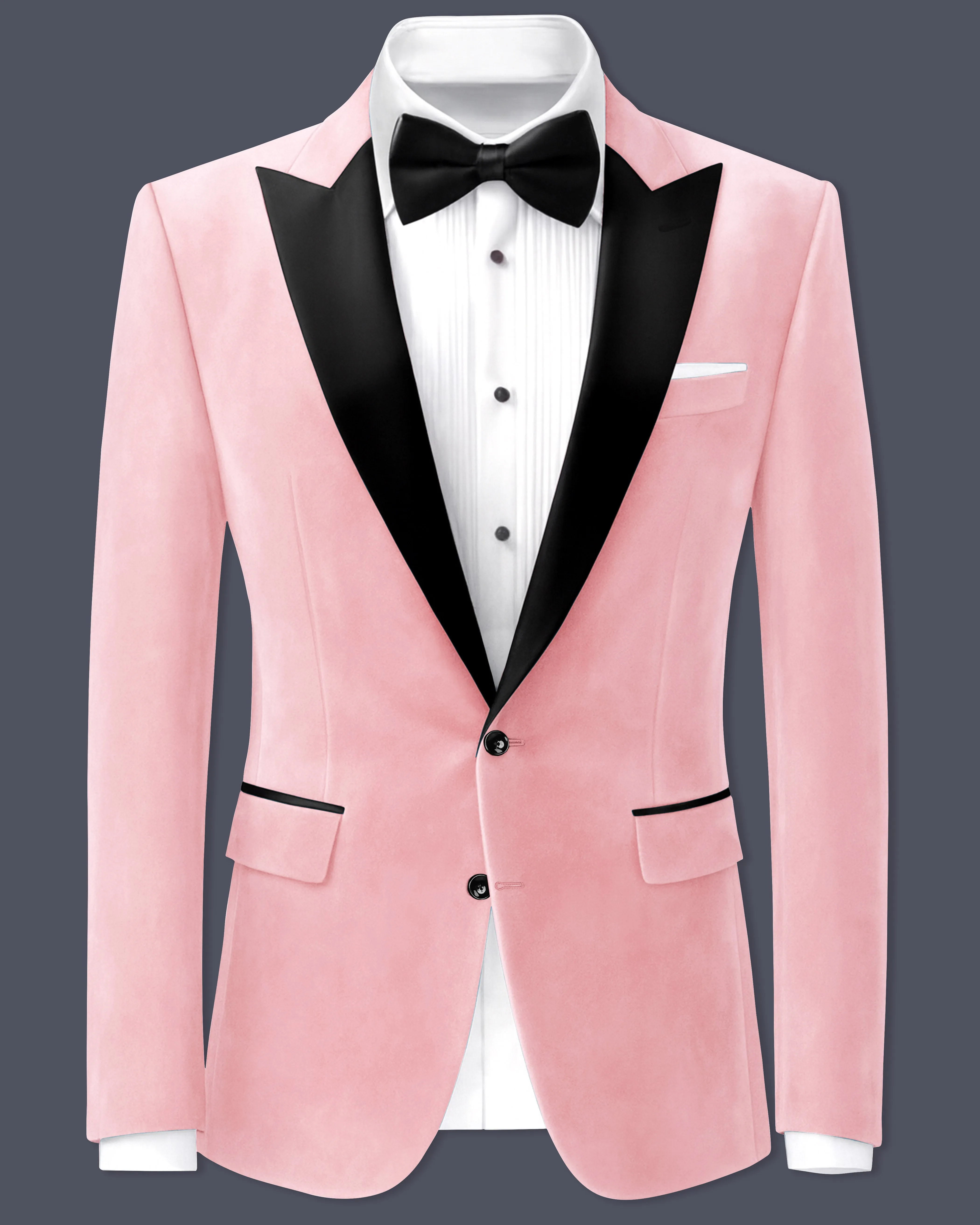 Rosivell-Careys Pink Velvet Peak Lapel Tuxedo Blazer sold by French Crown