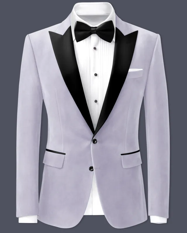 Argivell-French Gray Velvet Peak Lapel Tuxedo Blazer sold by French Crown