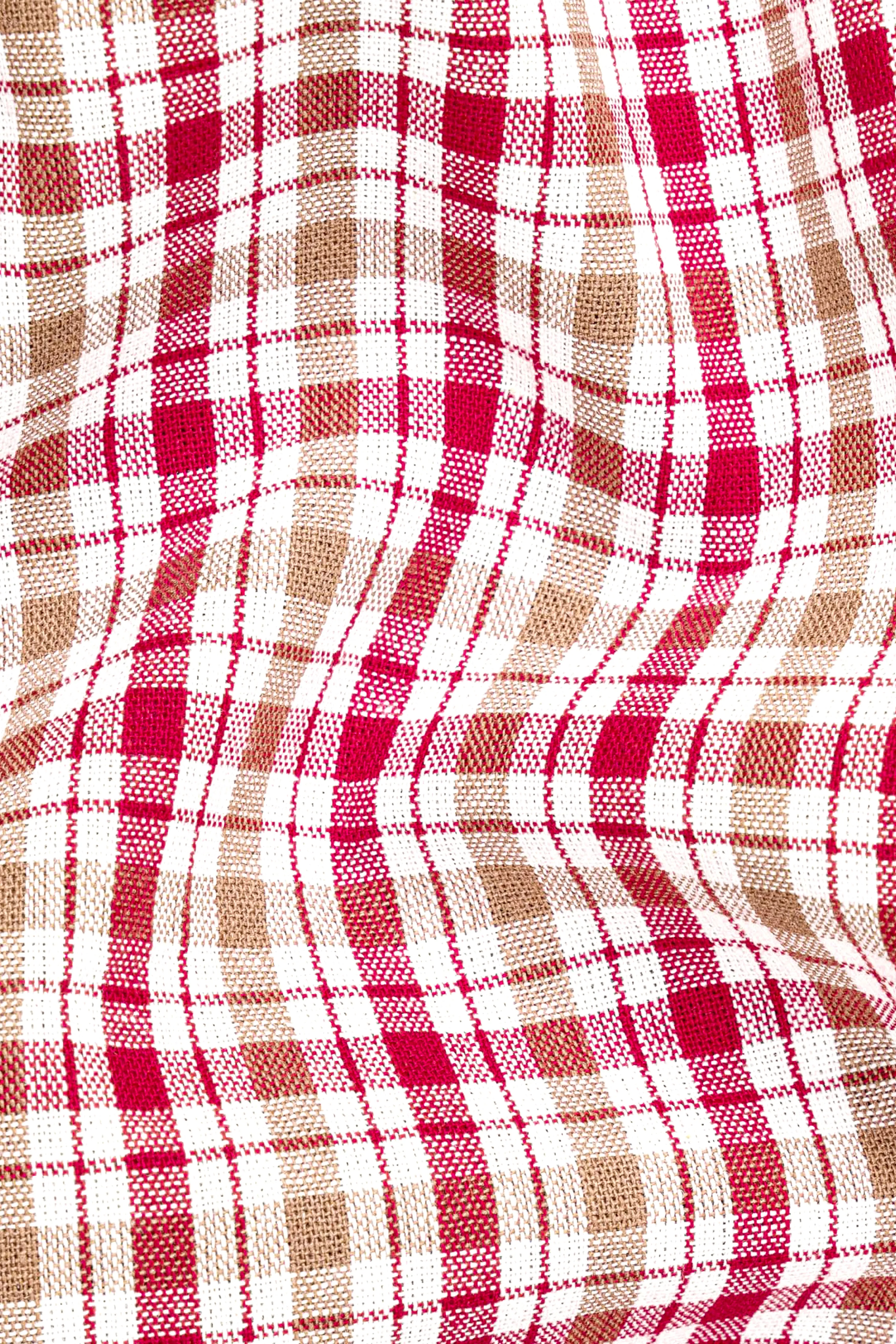 Raspberry Pink with Mocha Brown Checked Royal Oxford Shirt sold by French Crown product image thumbnail 2