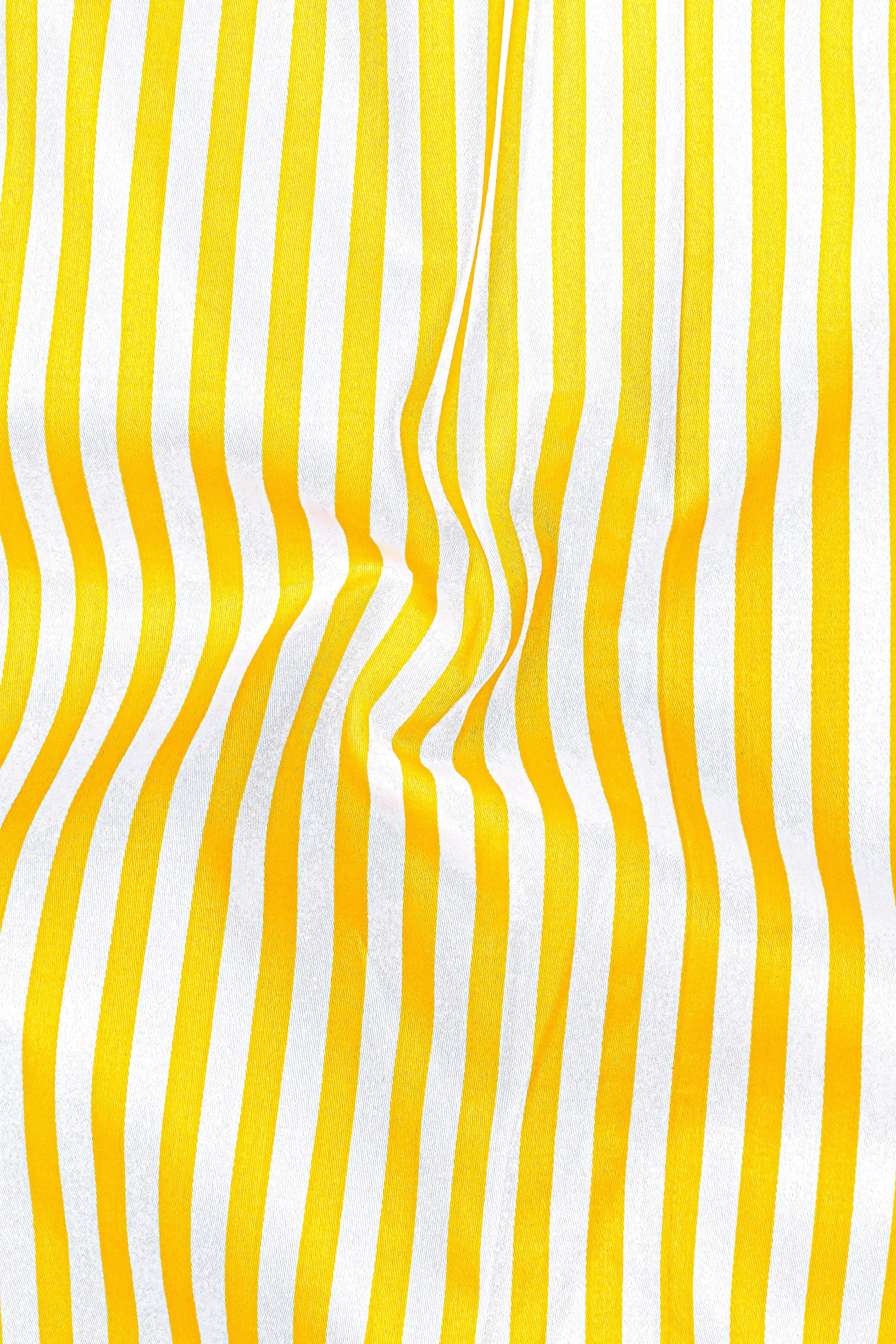 Aurisel-Koromiko Yellow And Bright White Striped Subtle Sheen Super Soft Premium Cotton Dress Shirt sold by French Crown product image thumbnail 3