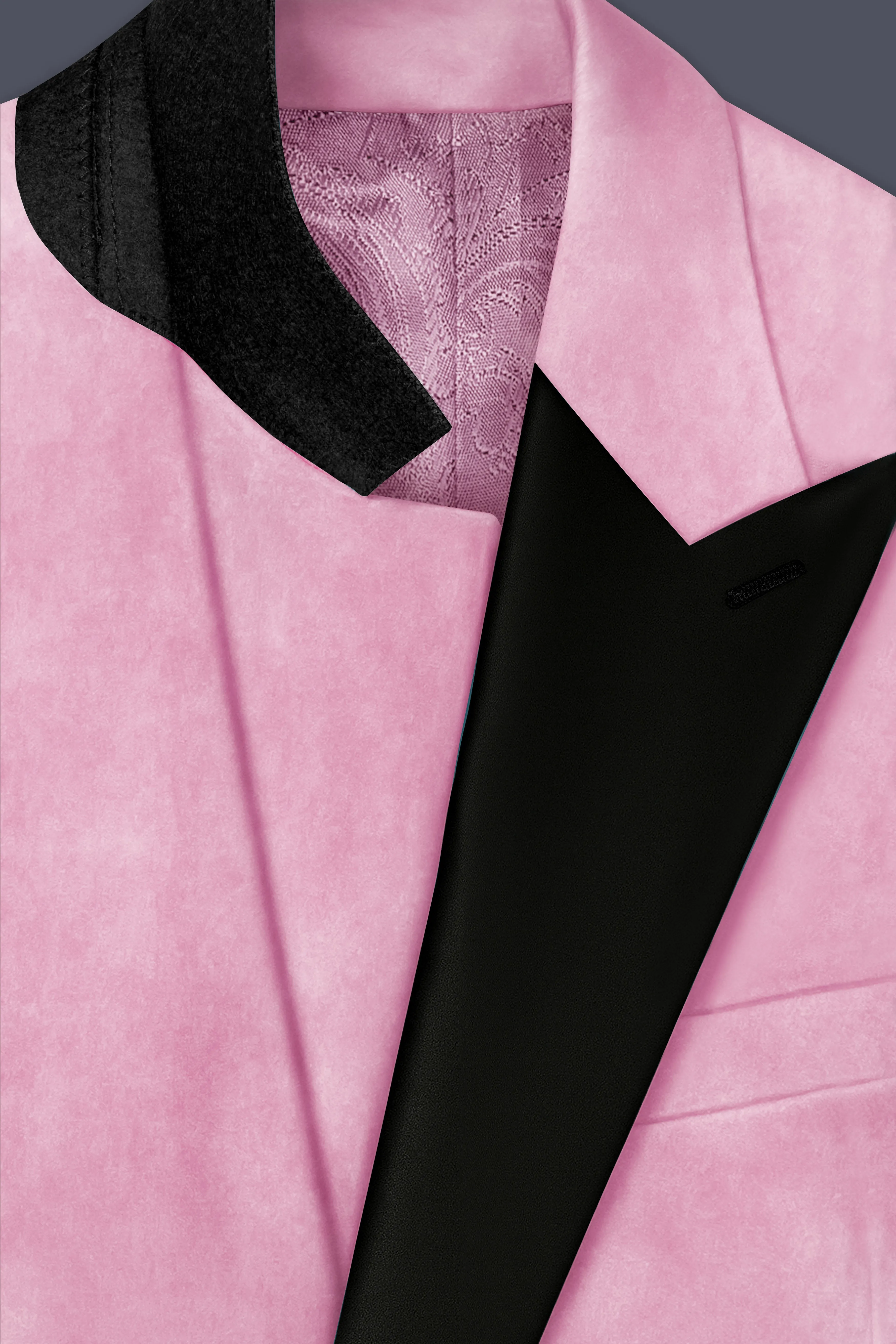 Fleurvel-Azalea Pink Velvet Peak Lapel Tuxedo Suit sold by French Crown product image thumbnail 5