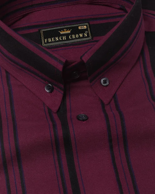 Cocoa Bean Maroon Striped Royal Oxford Shirt sold by French Crown