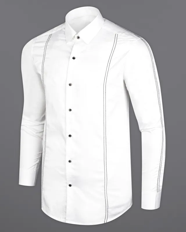 Bright White and Black Super Soft Premium Cotton Designer Shirt sold by French Crown
