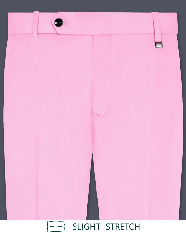 Rosé Reverie-Pestel Pink Solid Wool Rich Slight Stretch Waistband Pant sold by French Crown