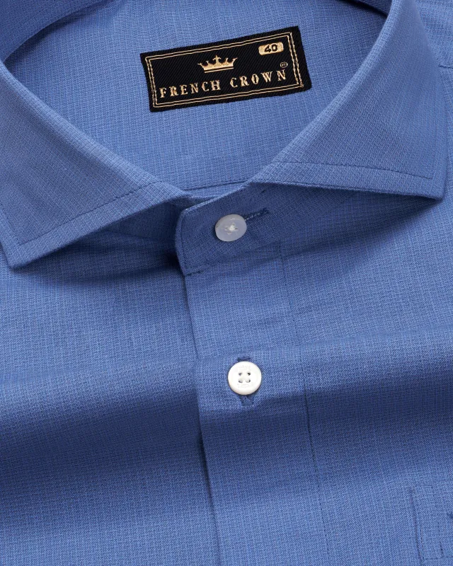 Scampi Blue Dobby Textured Premium Giza Cotton Shirt sold by French Crown
