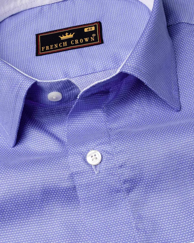 Portage Blue Dobby Textured Premium Giza Cotton Shirt sold by French Crown