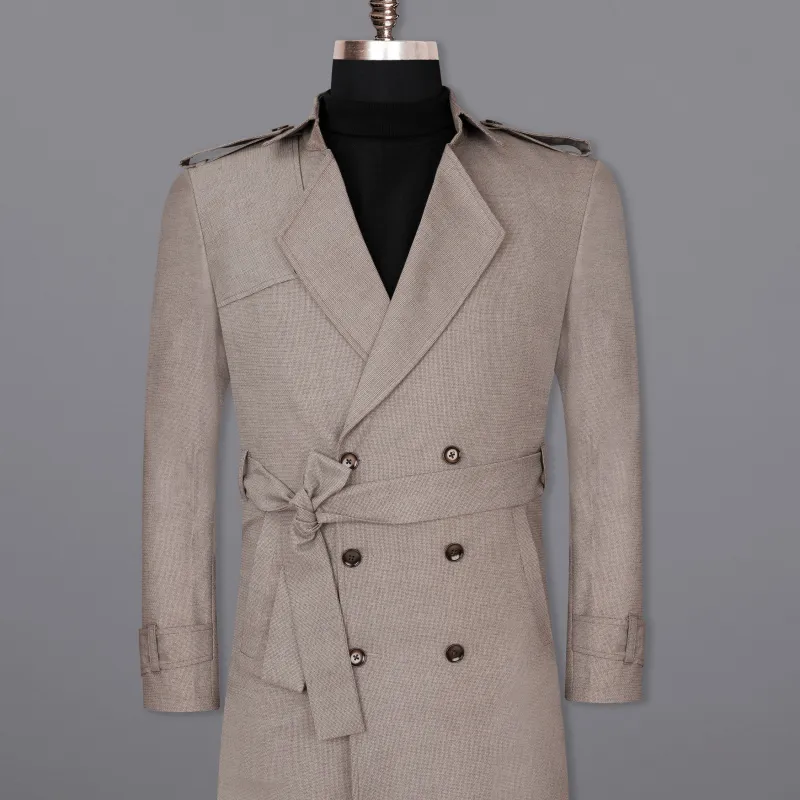 Sand Dune Double Breasted Belt Closure Designer Overcoat made by French Crown