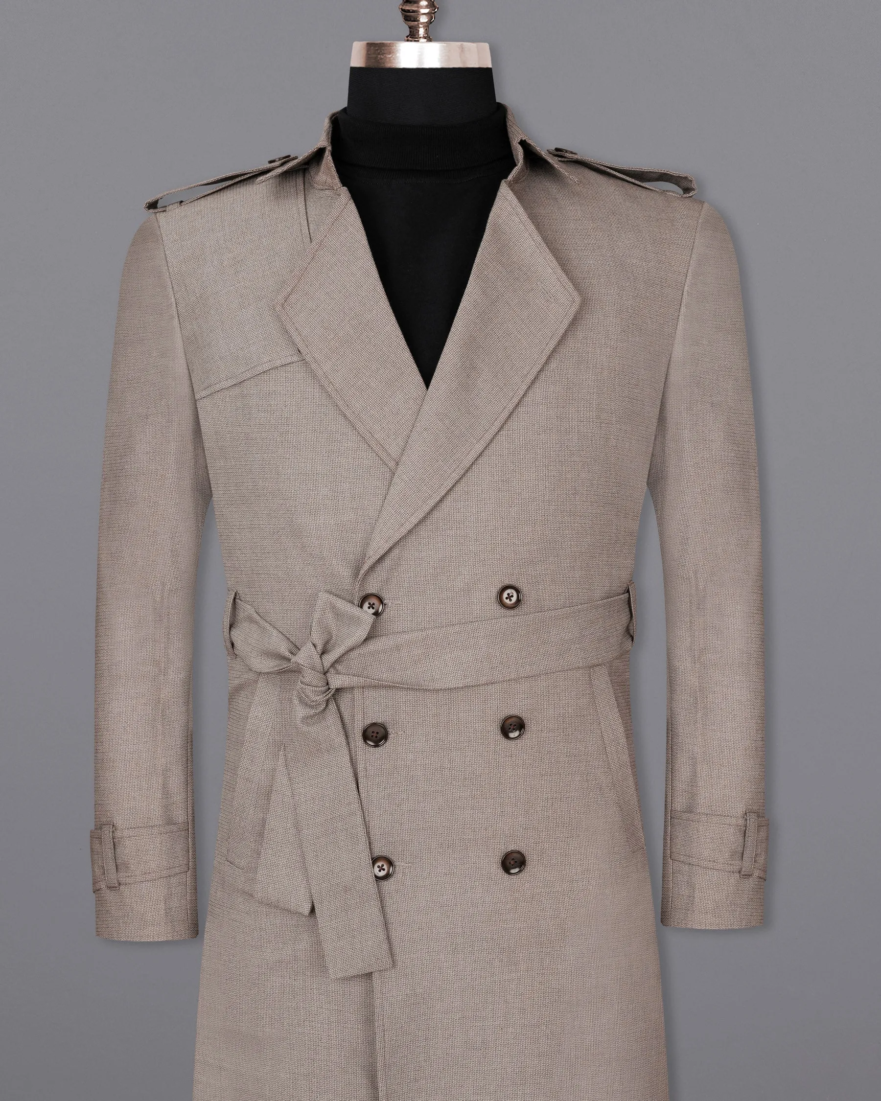 Sand Dune Double Breasted Belt Closure Designer Overcoat sold by French Crown product image thumbnail 2
