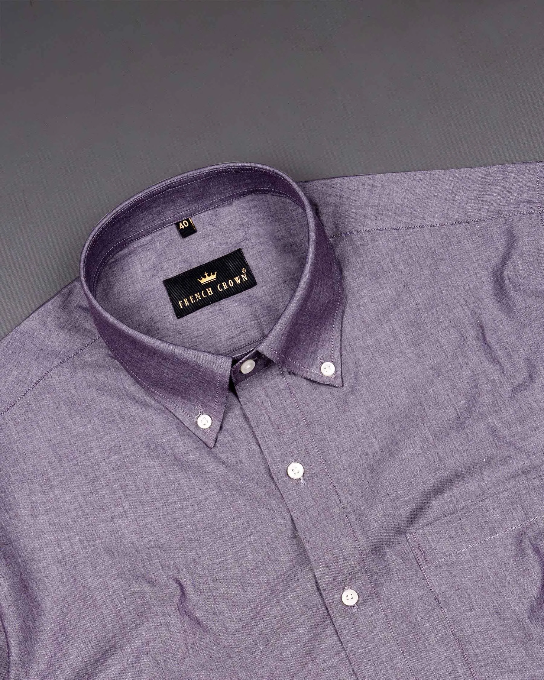 Dolphin Blue Chambray Button-Down Shirt sold by French Crown product image thumbnail 4