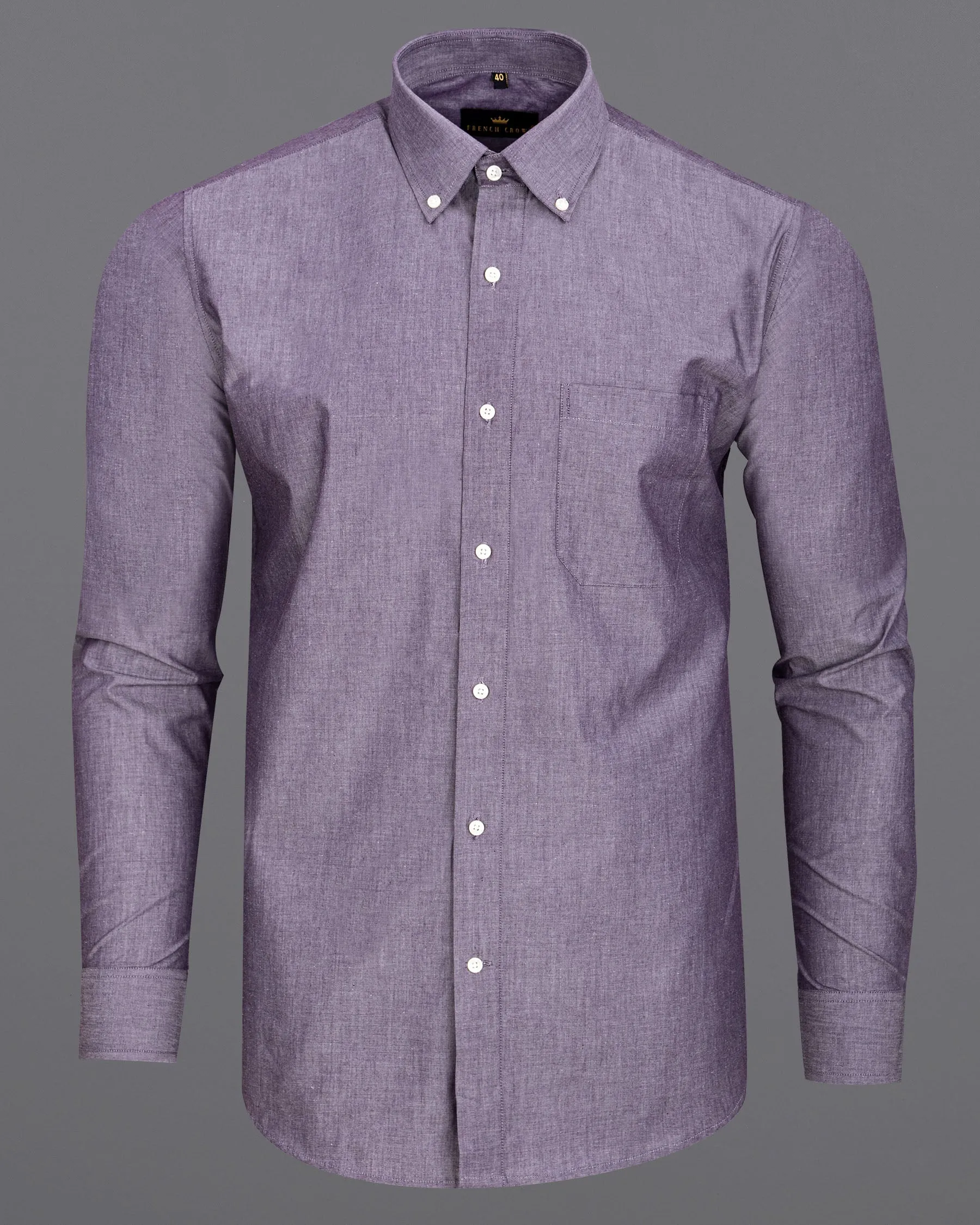 Dolphin Blue Chambray Button-Down Shirt sold by French Crown product image thumbnail 5