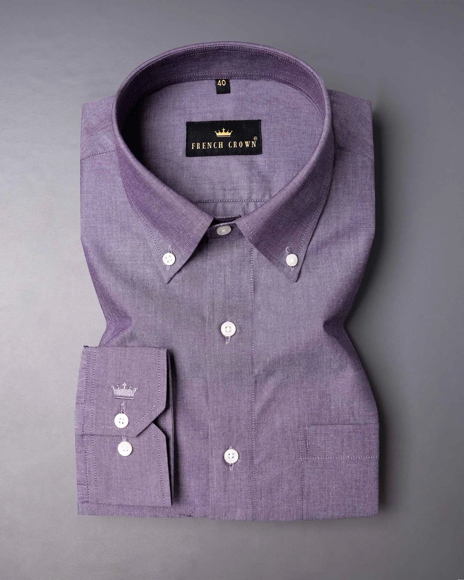 Dolphin Blue Chambray Button-Down Shirt sold by French Crown product image thumbnail 3