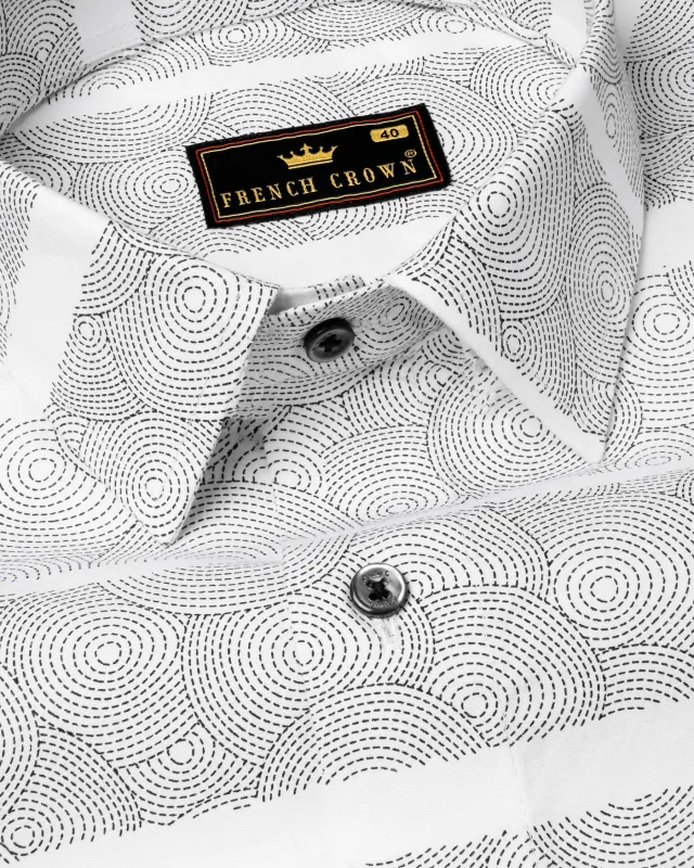Bright White Swirls Print Super Soft Premium Cotton Shirt sold by French Crown