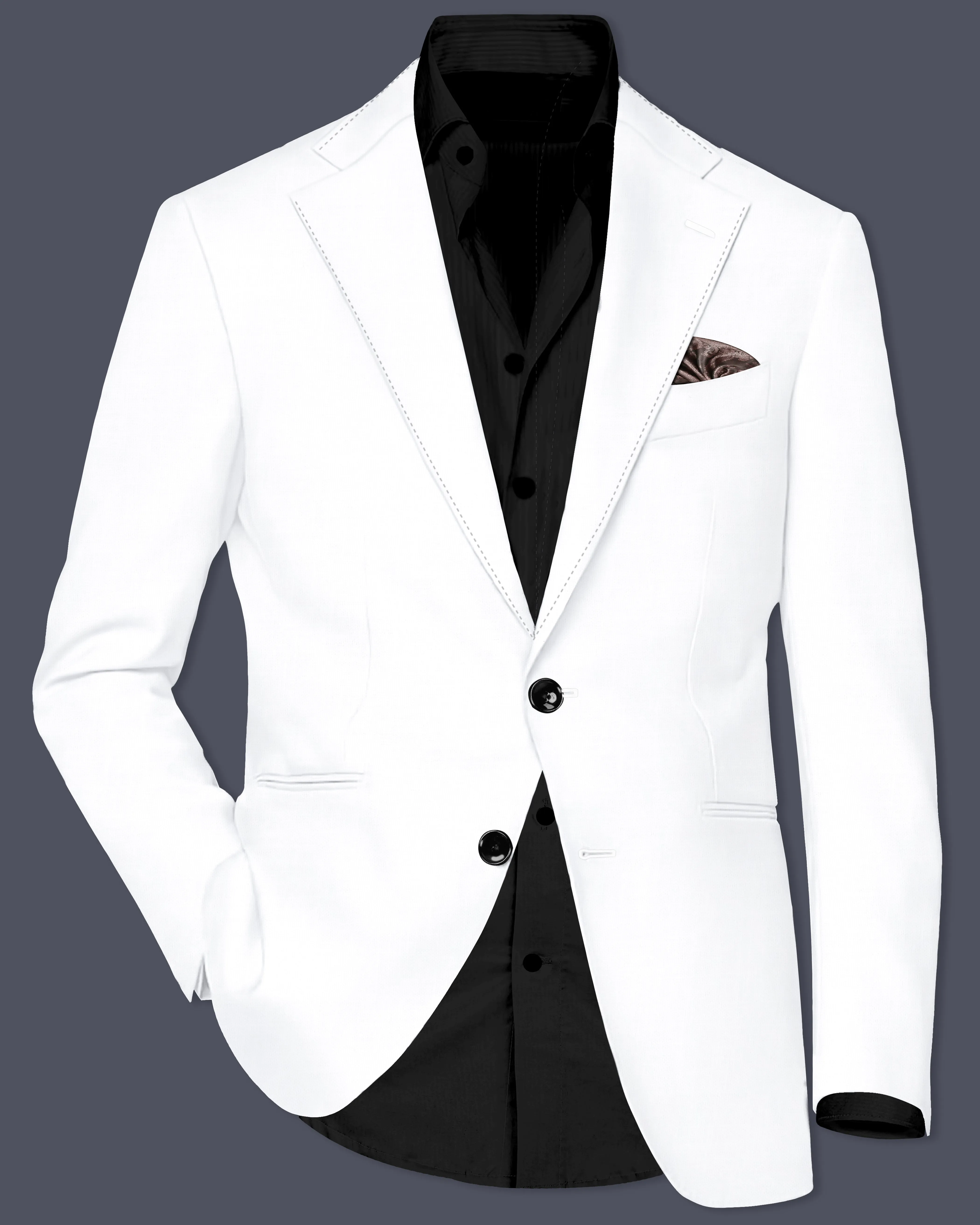 Bright White Luxurious Linen Designer Blazer sold by French Crown