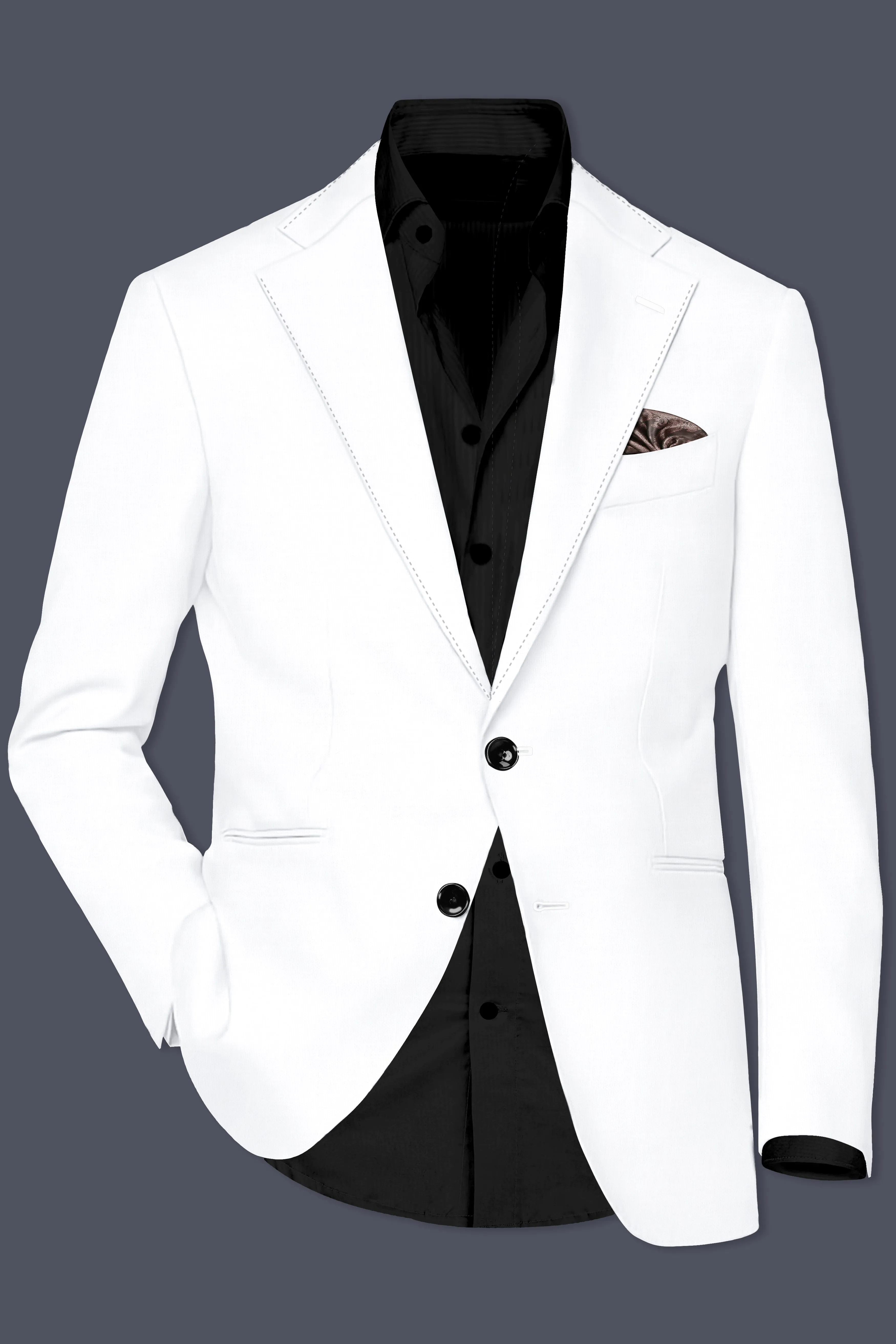 Bright White Luxurious Linen Designer Blazer sold by French Crown product image thumbnail 2