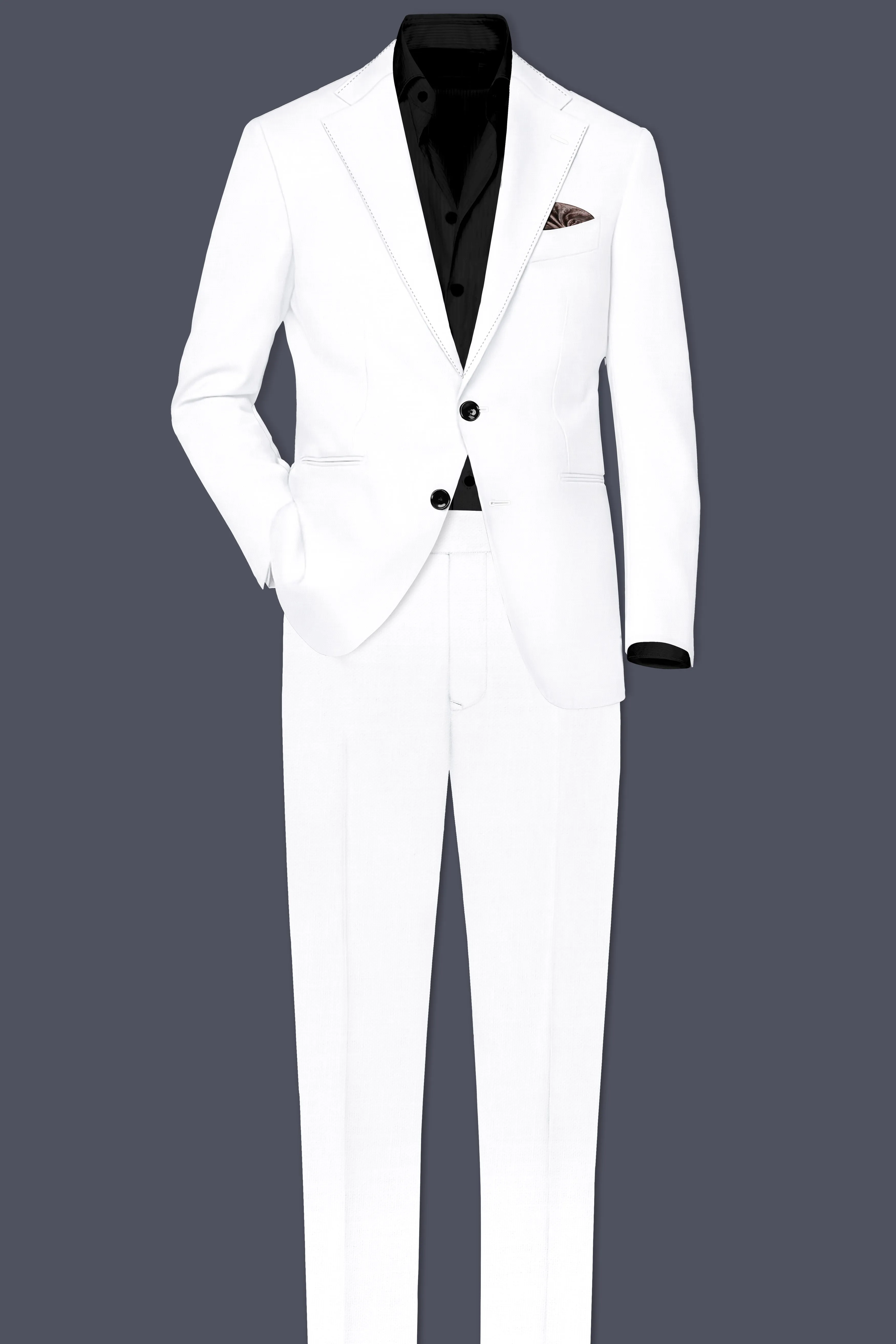 Bright White Luxurious Linen Designer Suit sold by French Crown product image thumbnail 4