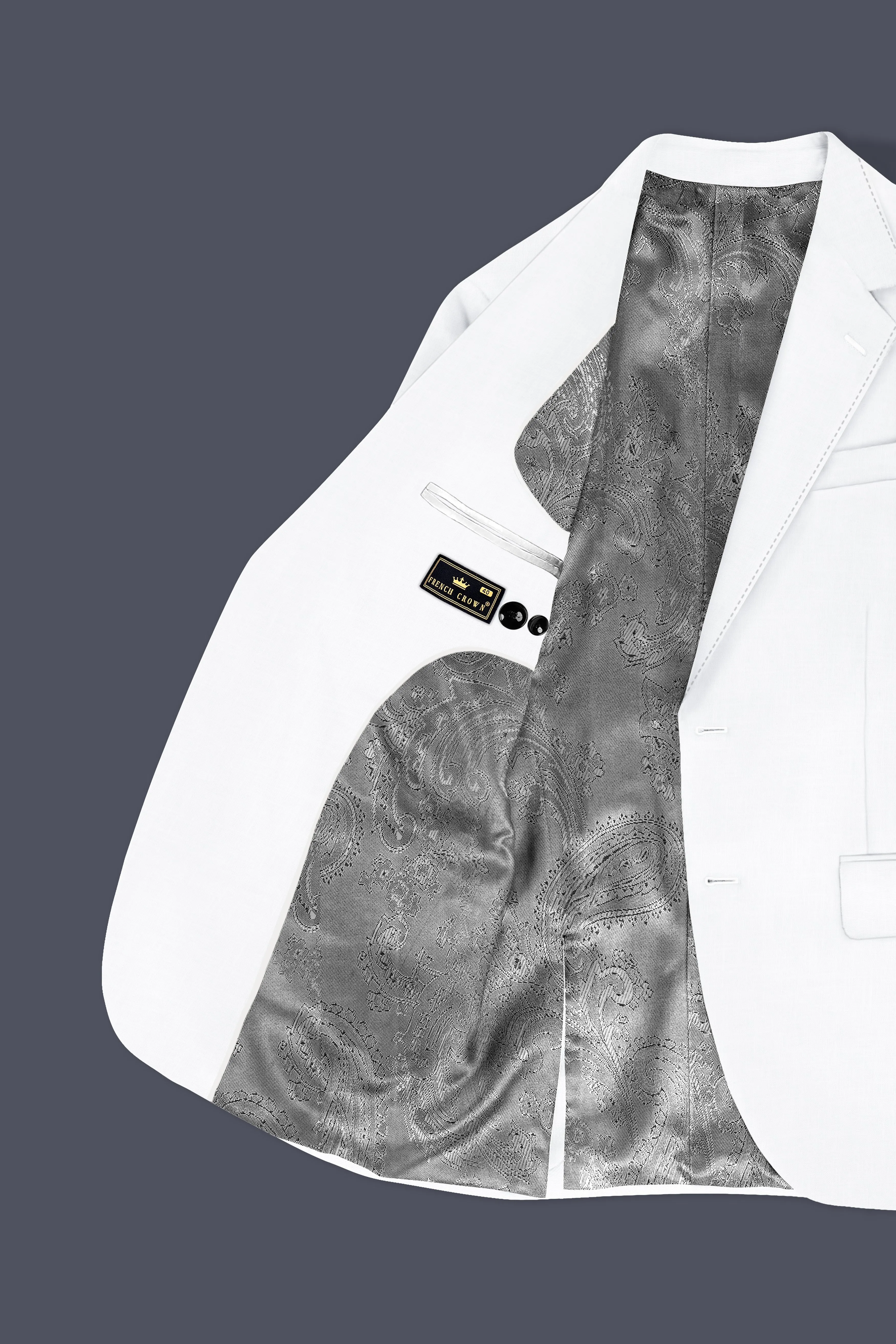 Bright White Luxurious Linen Designer Suit sold by French Crown product image thumbnail 5