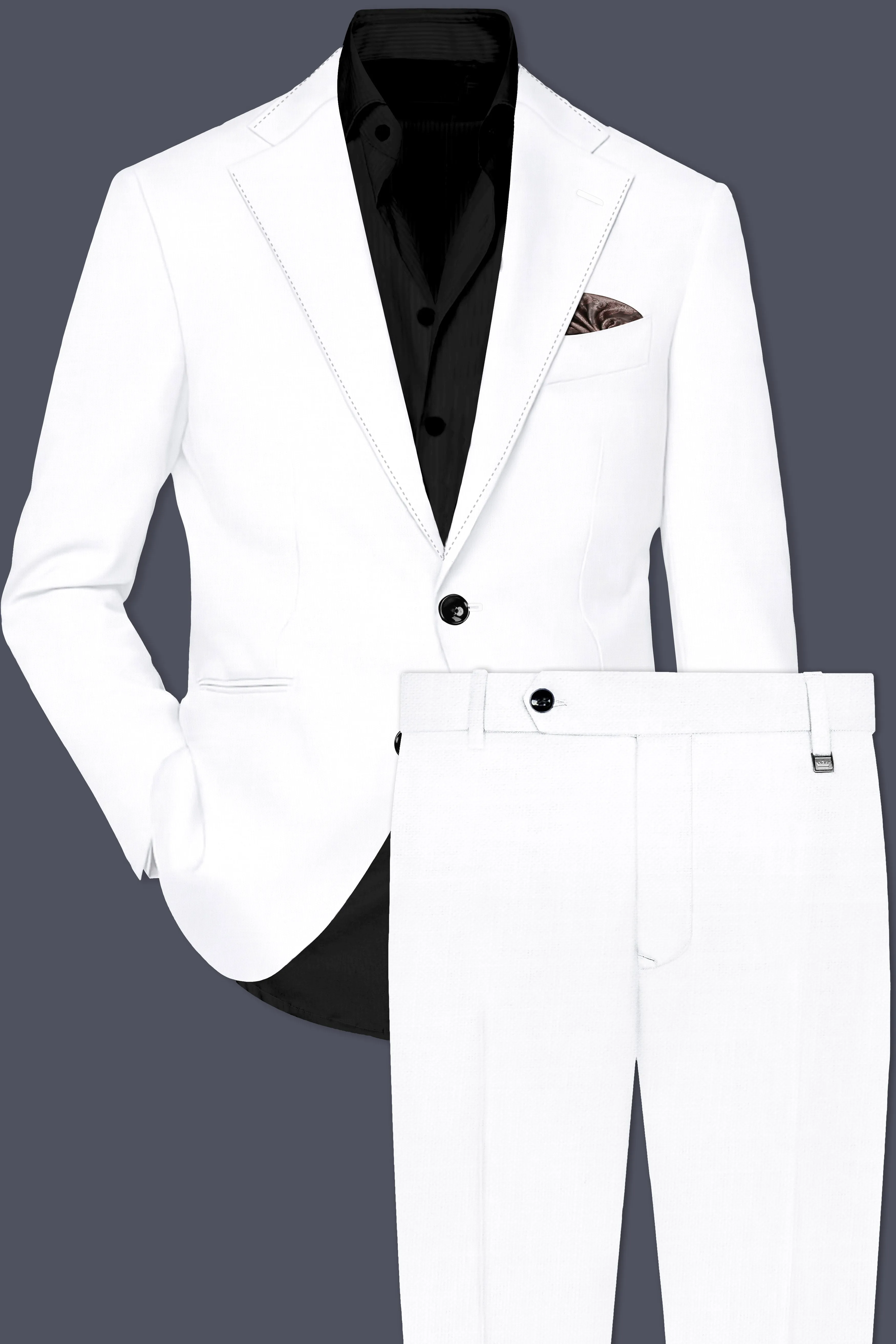 Bright White Luxurious Linen Designer Suit sold by French Crown product image thumbnail 2
