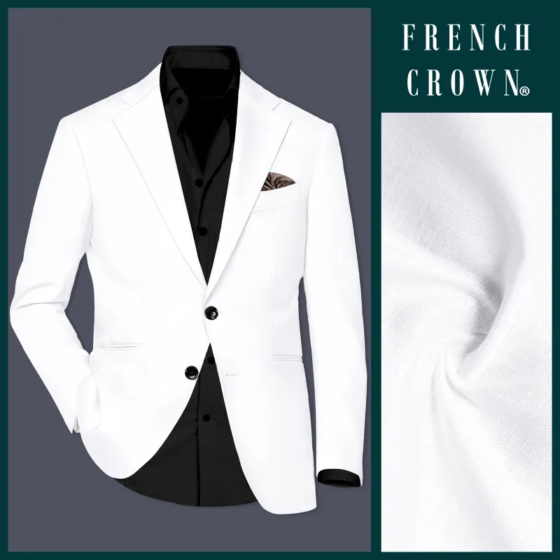 Bright White Luxurious Linen Performance Blazer sold by French Crown