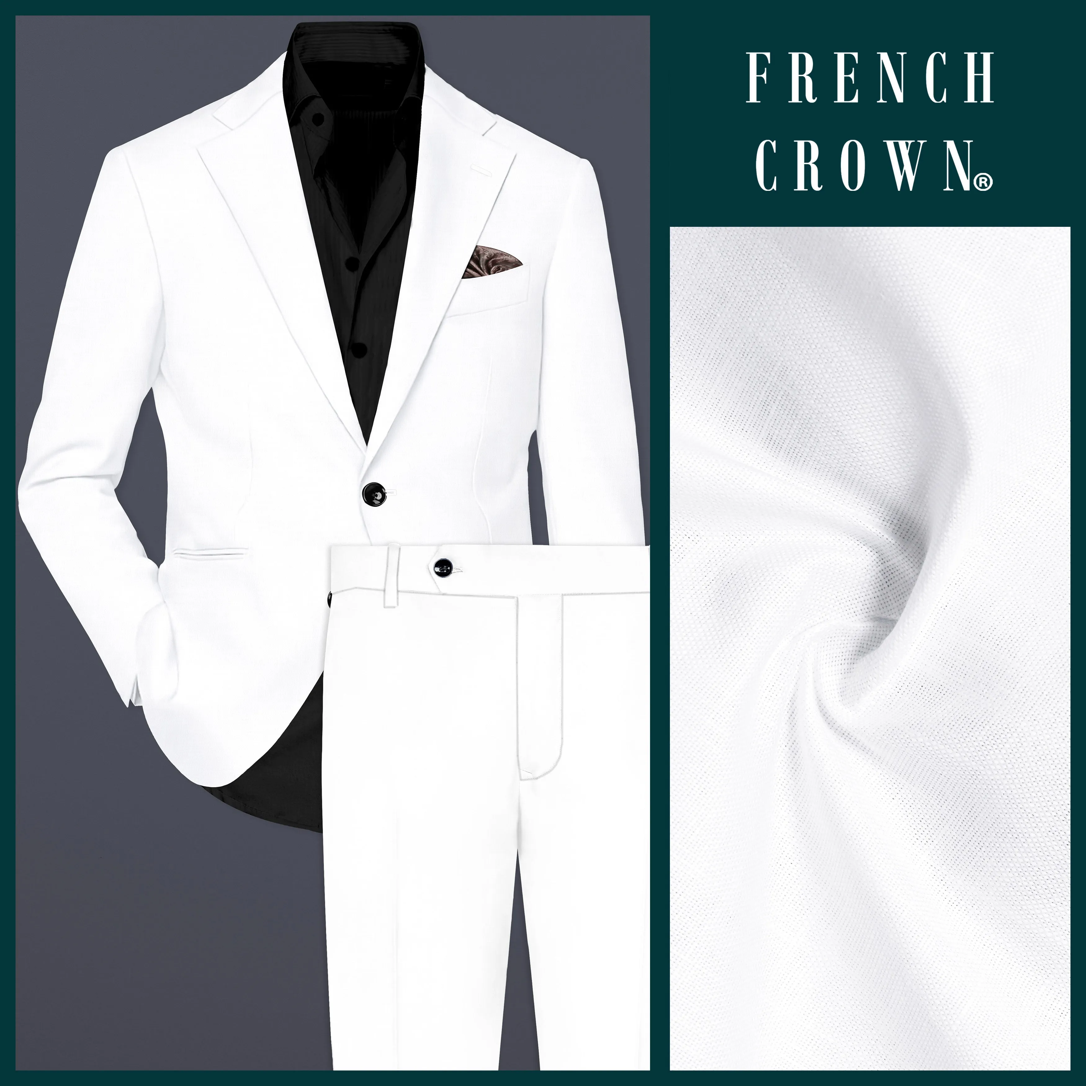 Bright White Luxurious Linen Suit sold by French Crown