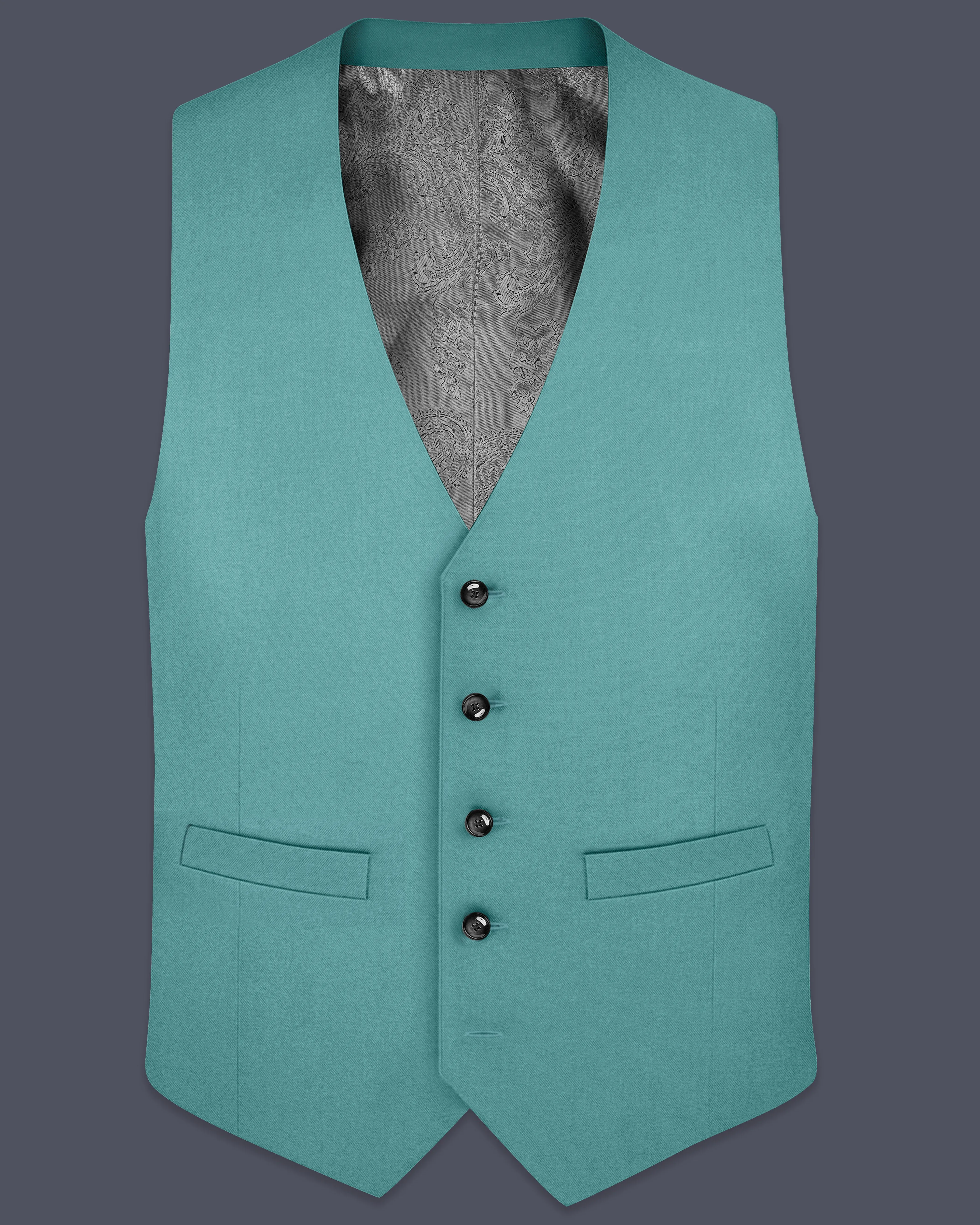 Travirid-Gothic Green Wool Rich Slight Stretch Waistcoat sold by French Crown