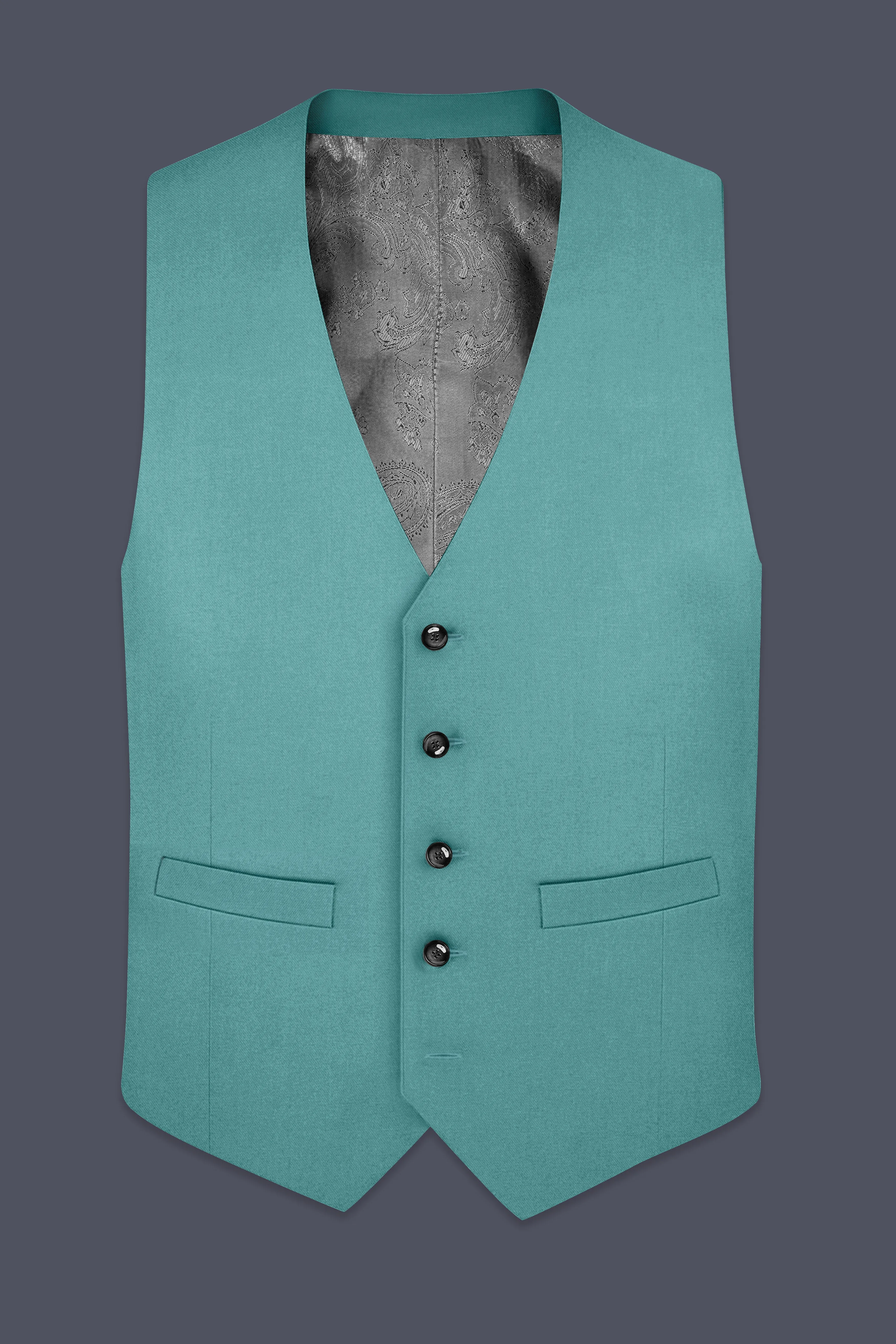 Travirid-Gothic Green Wool Rich Slight Stretch Waistcoat sold by French Crown product image thumbnail 2