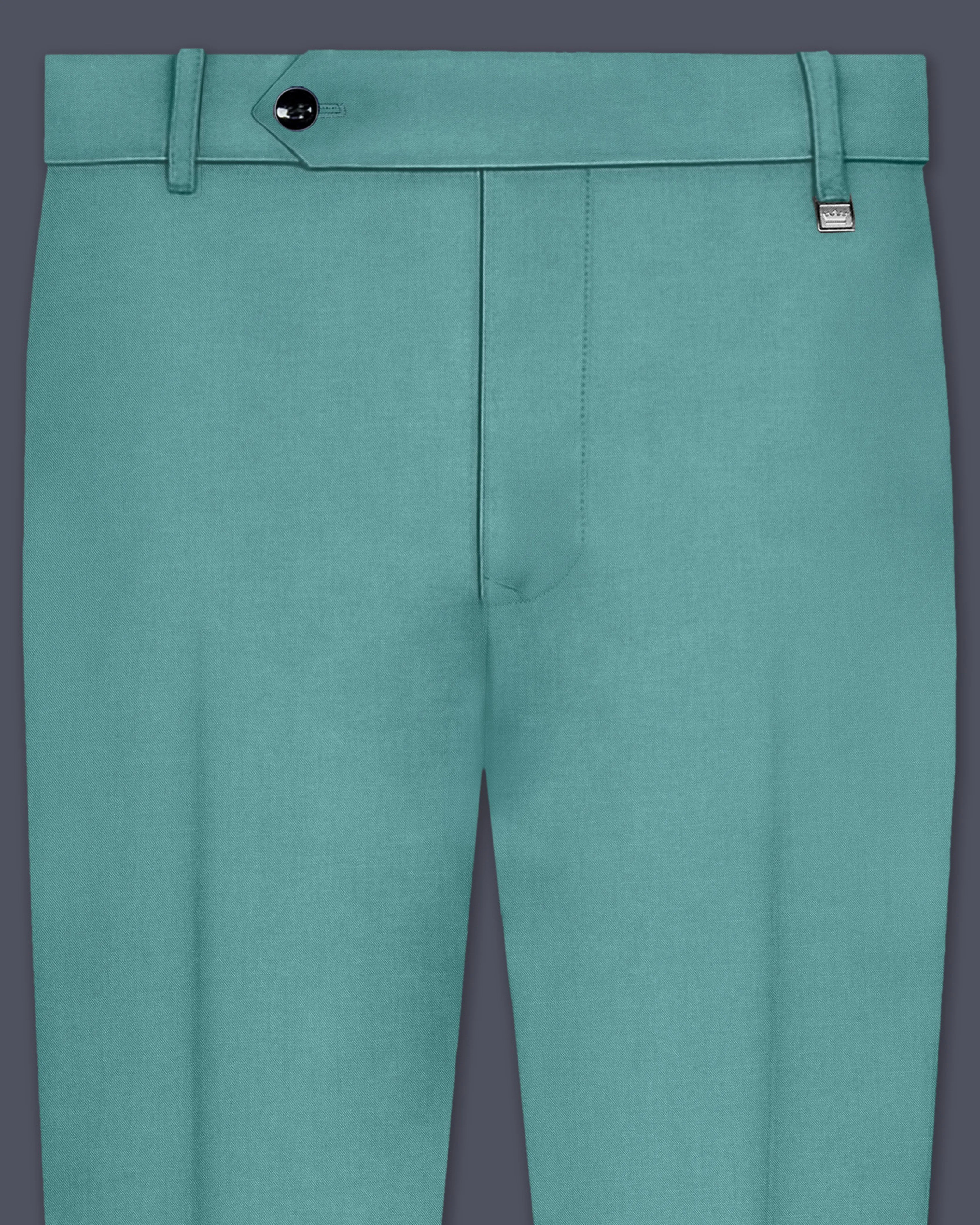 Travirid-Gothic Green Wool Rich Slight Stretch Waistband Pant sold by French Crown