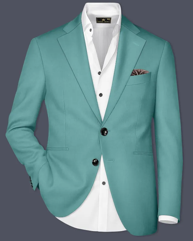Travirid-Gothic Green Wool Rich Single Breasted Slight Stretch Blazer sold by French Crown