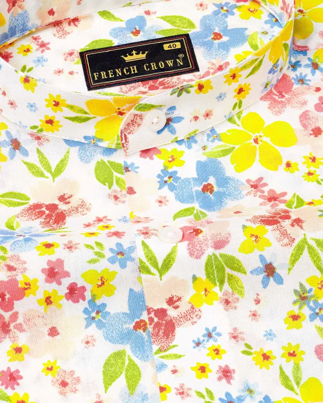 Desert Storm Cream Multi-Coloured Floral Printed Premium Cotton Shirt sold by French Crown