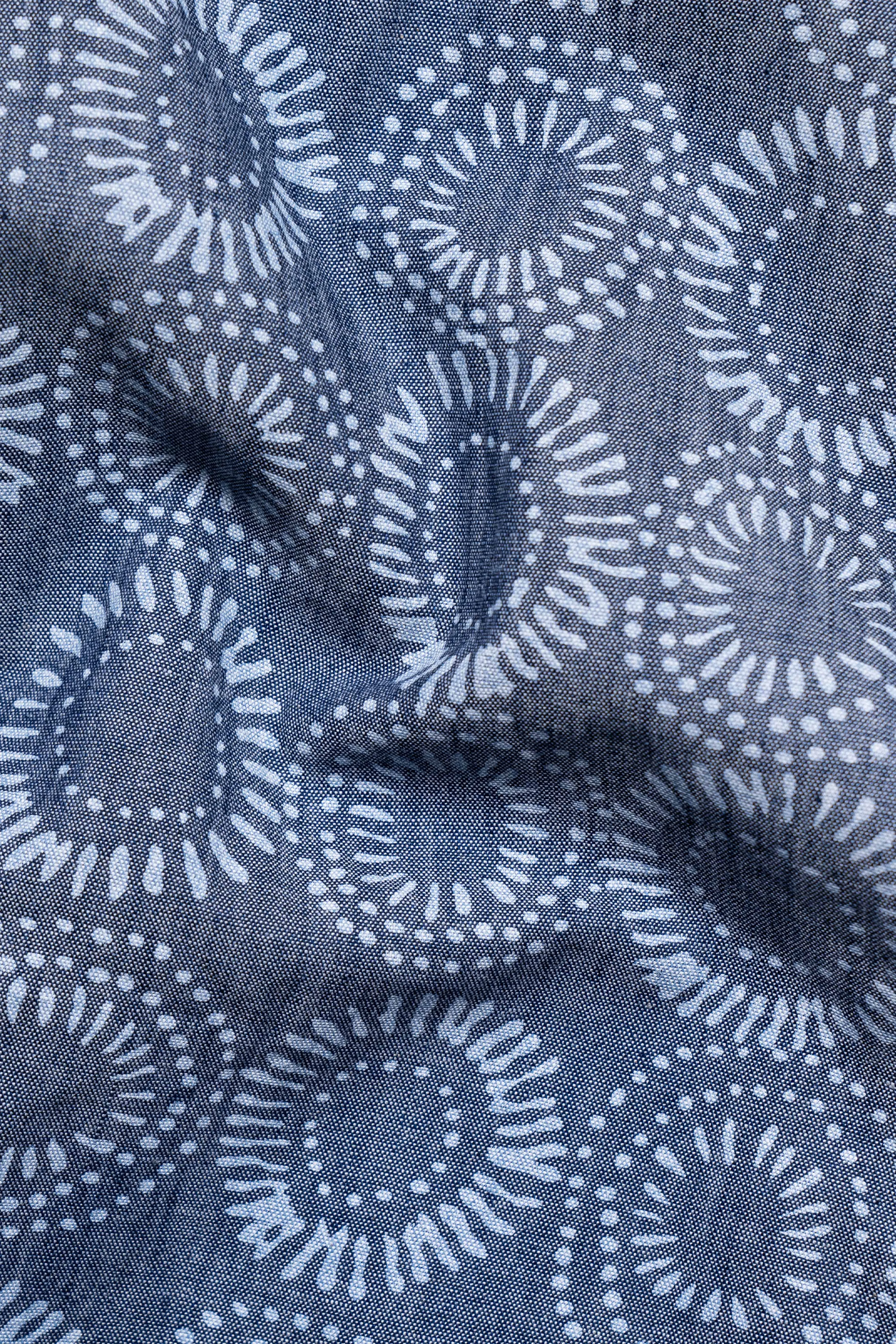 Fiord Blue and White Batik Printed Denim Shirt sold by French Crown product image thumbnail 2