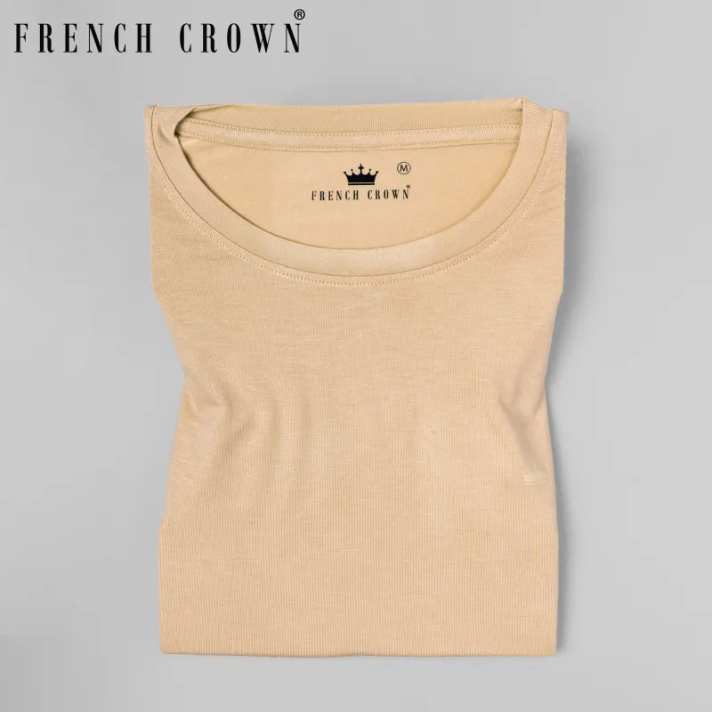Pancho Light Brown Premium Viscose Summer T-shirt made by French Crown