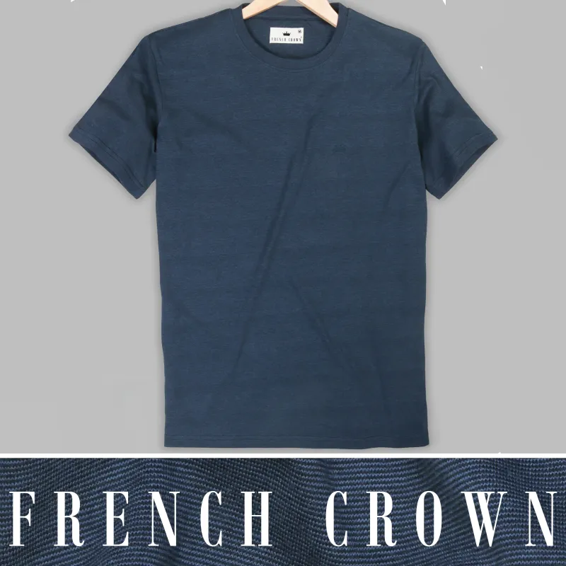 Navy Pinstriped Lightweight Premium Cotton T-shirt made by French Crown