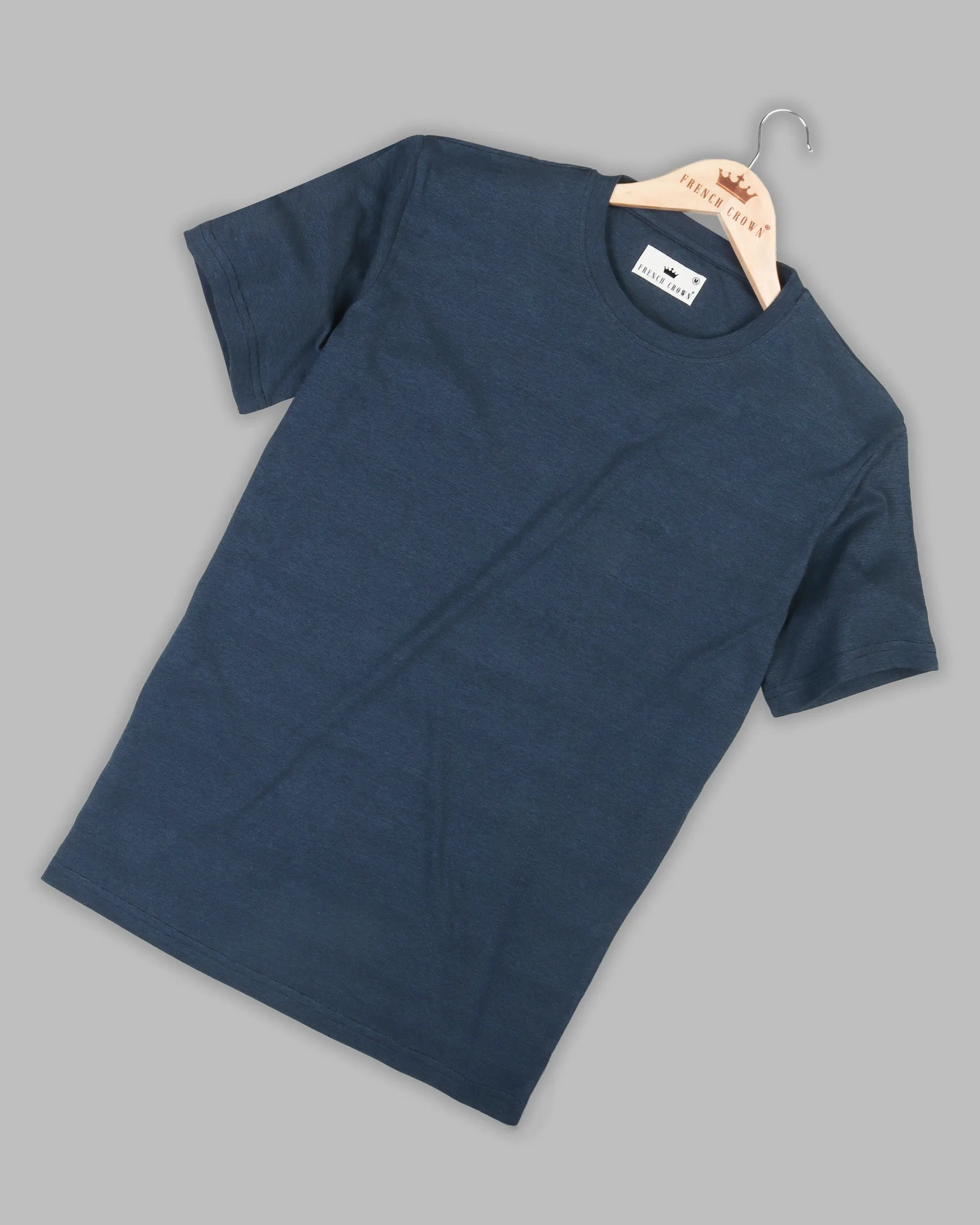 Navy Pinstriped Lightweight Premium Cotton T-shirt sold by French Crown product image thumbnail 5