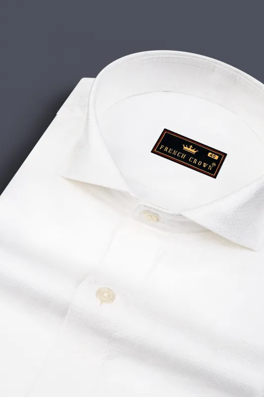 Bright White Dobby Textured Premium Giza Cotton Shirt sold by French Crown